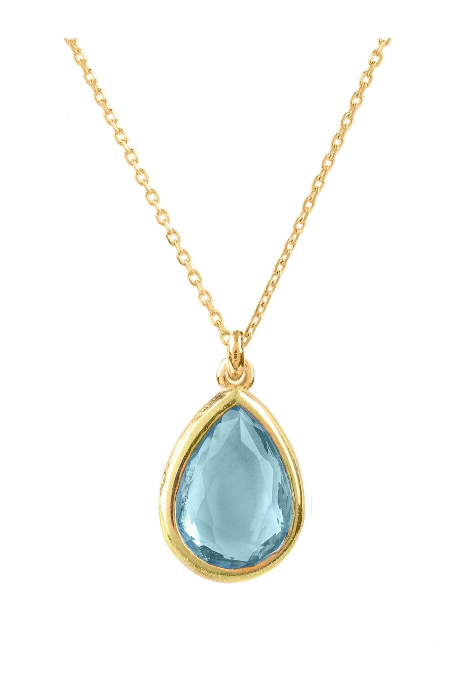 Pisa Mini Teardrop Necklace Gold Blue Topaz - LATELITA Necklaces