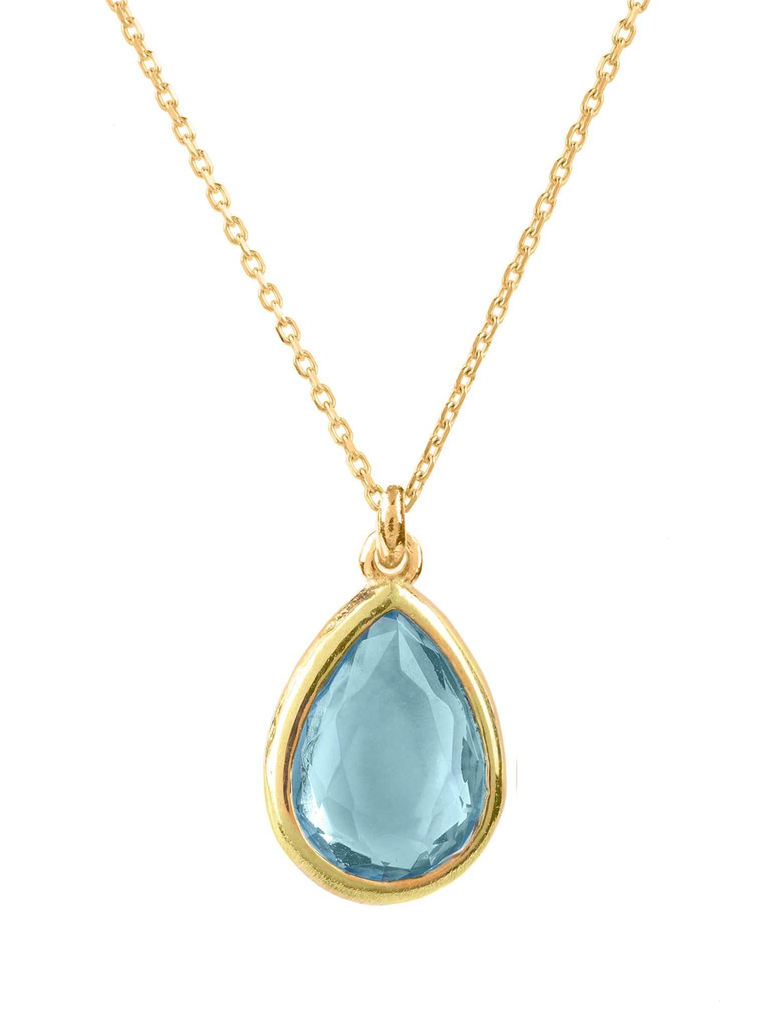 Pisa Mini Teardrop Necklace Gold Blue Topaz - LATELITA Necklaces