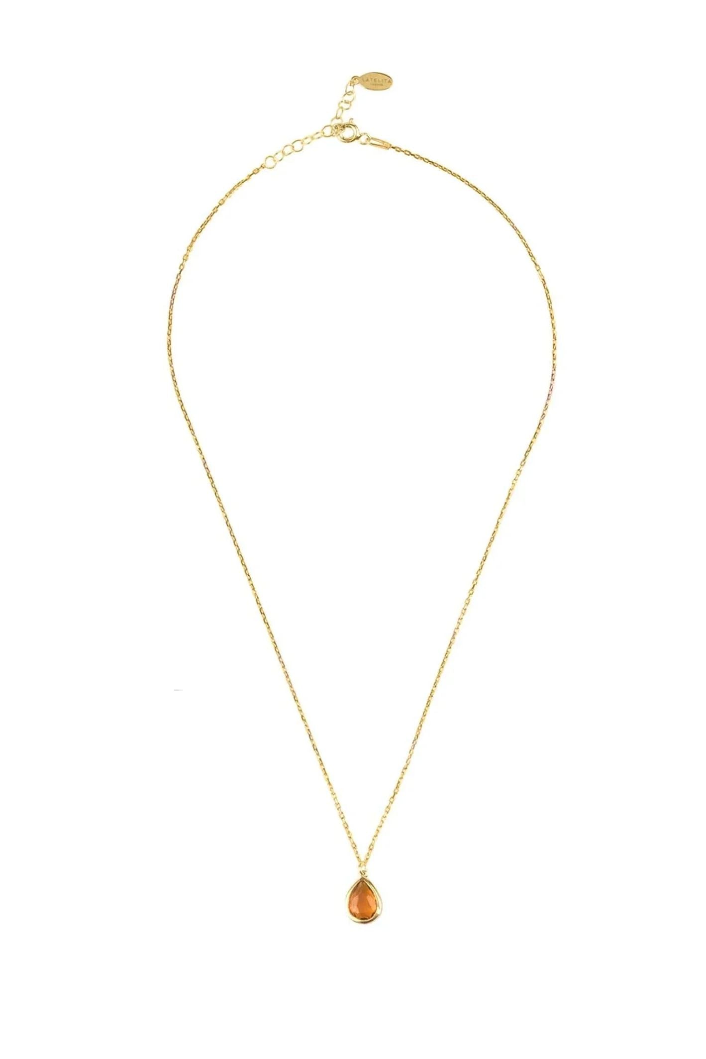 Pisa Mini Teardrop Necklace Gold Citrine - LATELITA Necklaces
