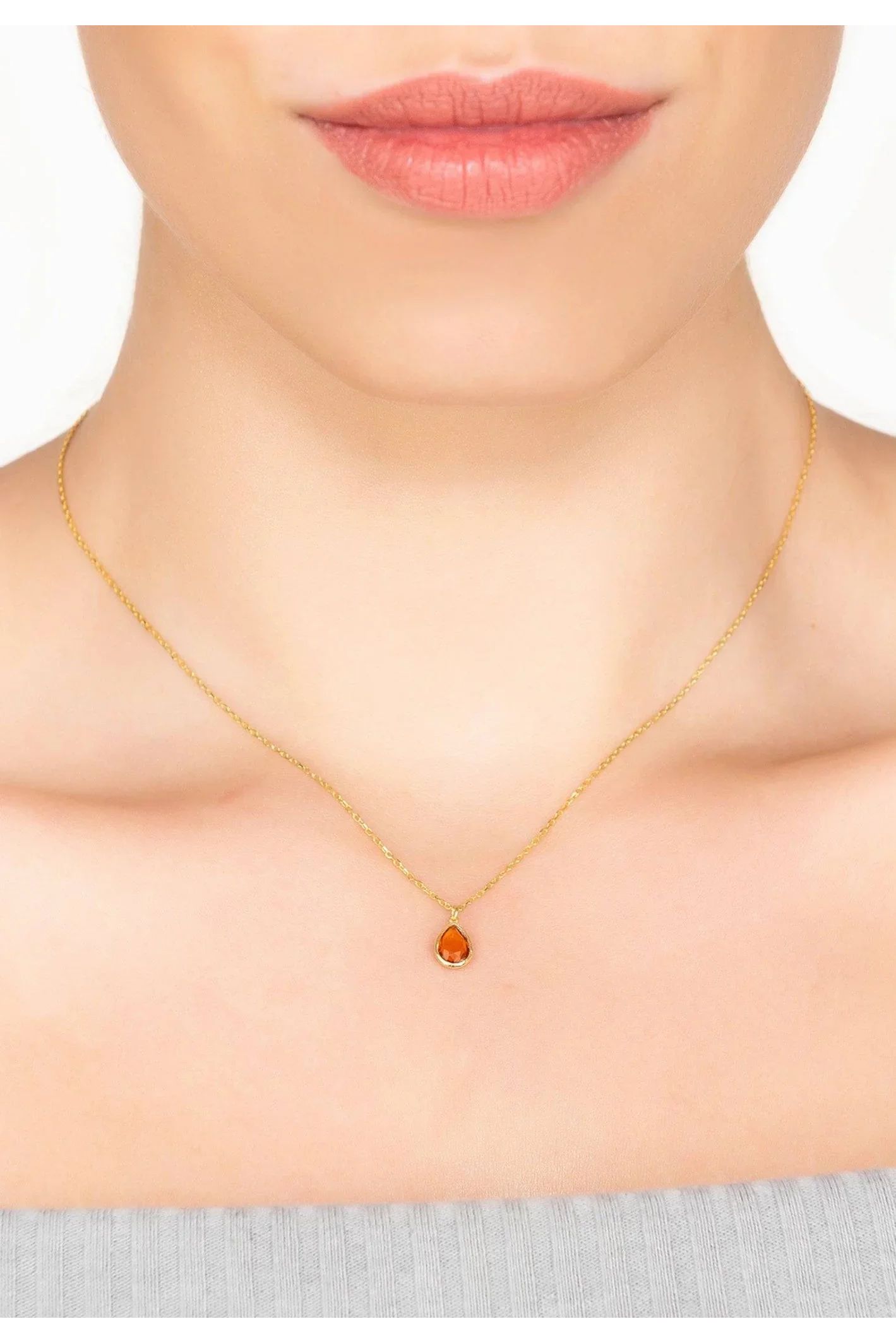Pisa Mini Teardrop Necklace Gold Citrine - LATELITA Necklaces
