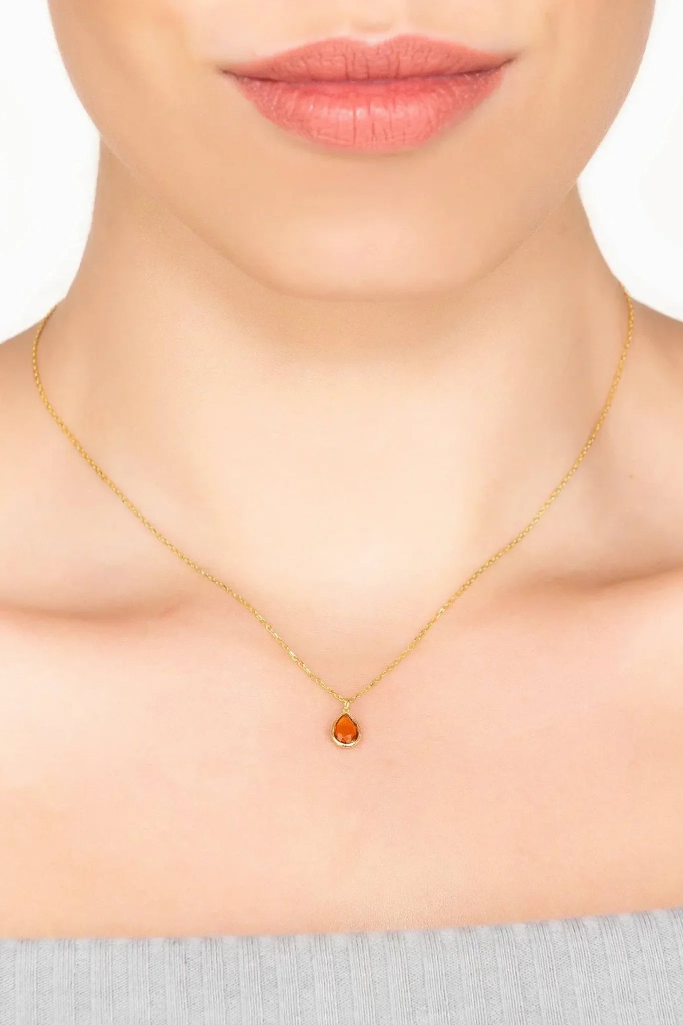 Pisa Mini Teardrop Necklace Gold Citrine - LATELITA Necklaces