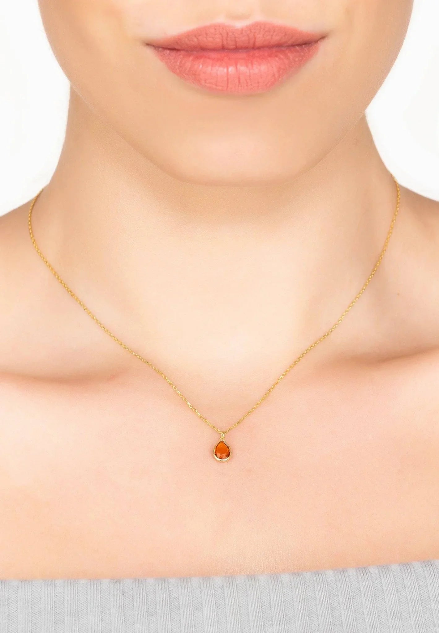 Pisa Mini Teardrop Necklace Gold Citrine - LATELITA Necklaces