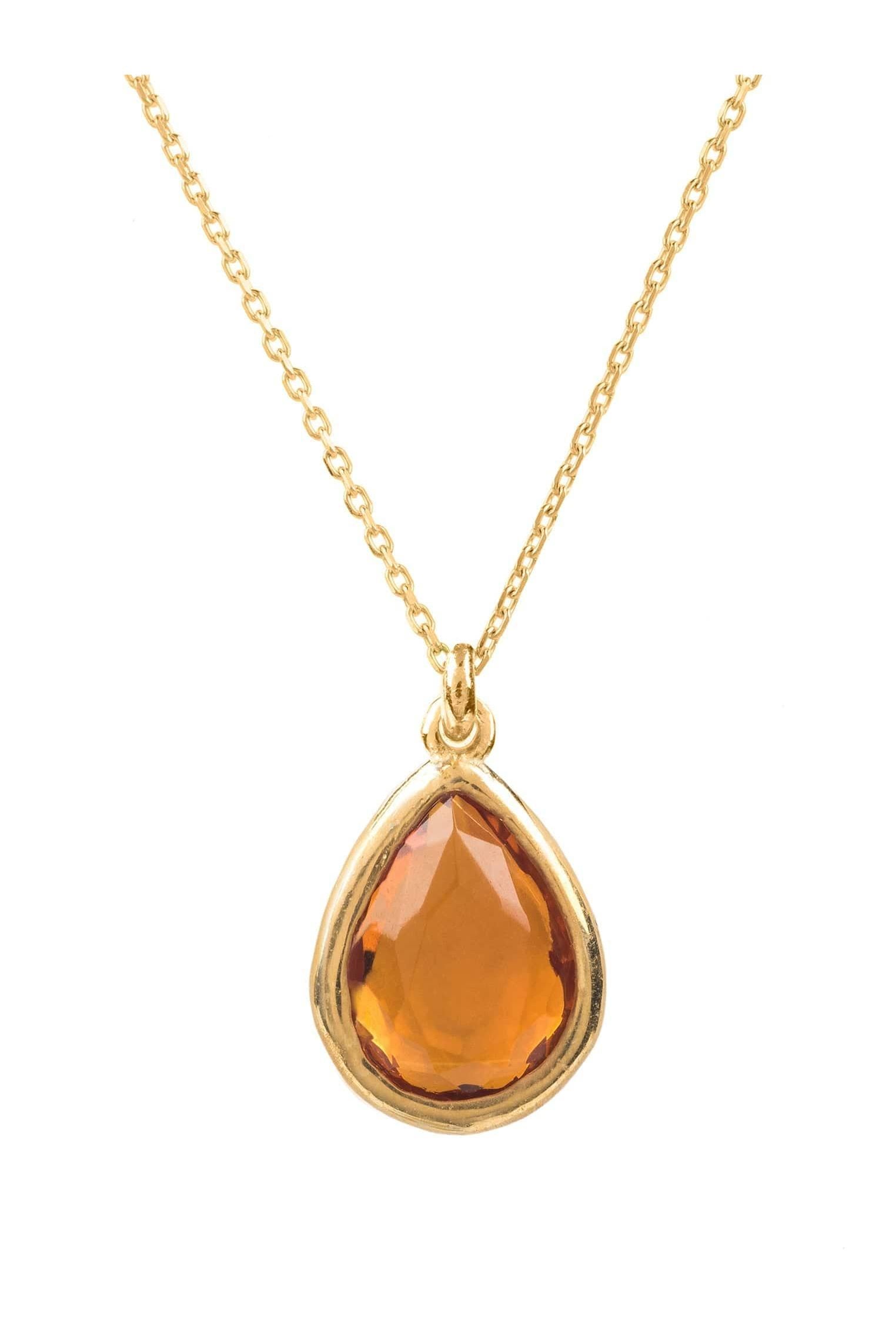 Pisa Mini Teardrop Necklace Gold Citrine - LATELITA Necklaces