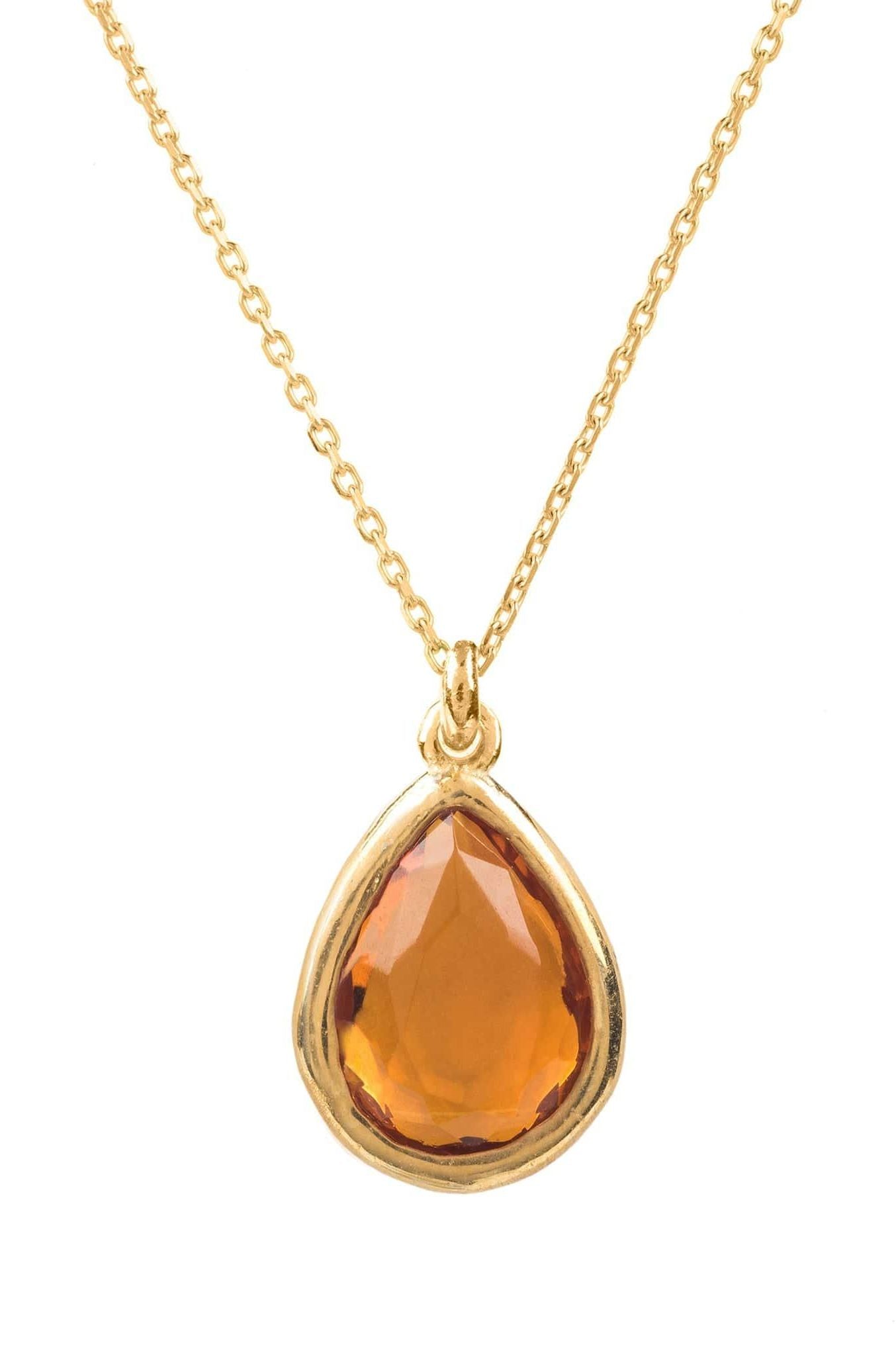 Pisa Mini Teardrop Necklace Gold Citrine - LATELITA Necklaces