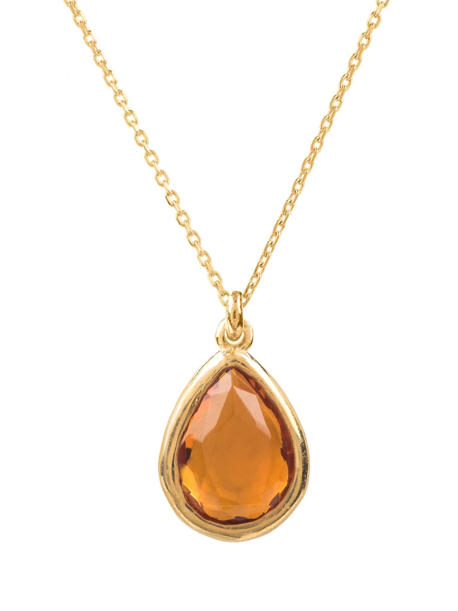 Pisa Mini Teardrop Necklace Gold Citrine - LATELITA Necklaces