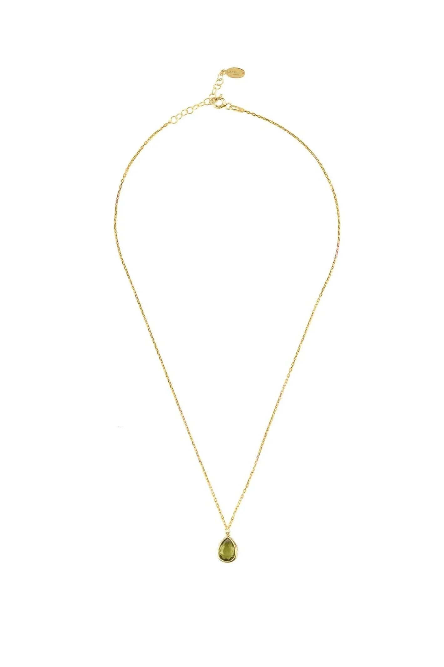 Pisa Mini Teardrop Necklace Gold Peridot - LATELITA Necklaces