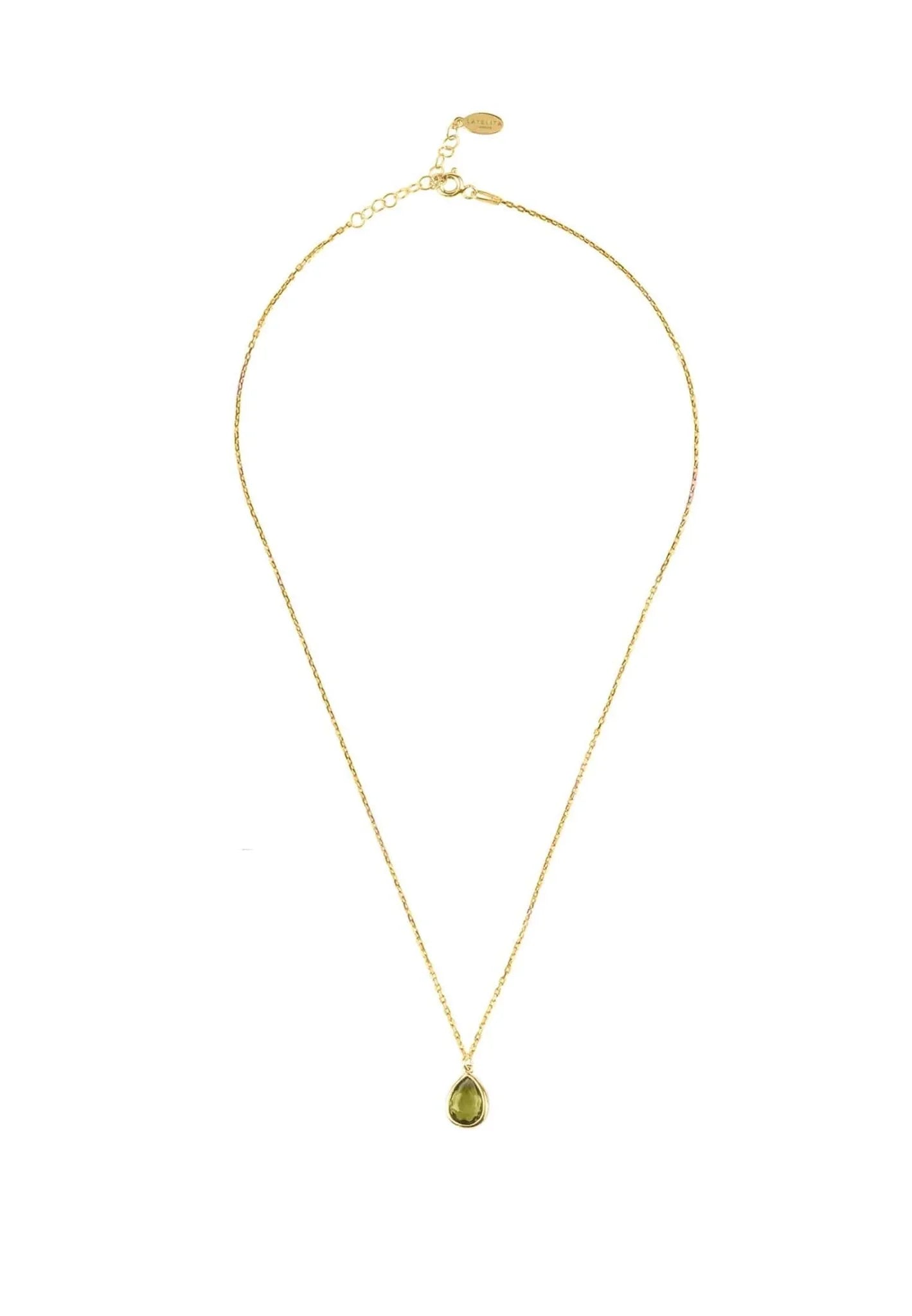 Pisa Mini Teardrop Necklace Gold Peridot - LATELITA Necklaces