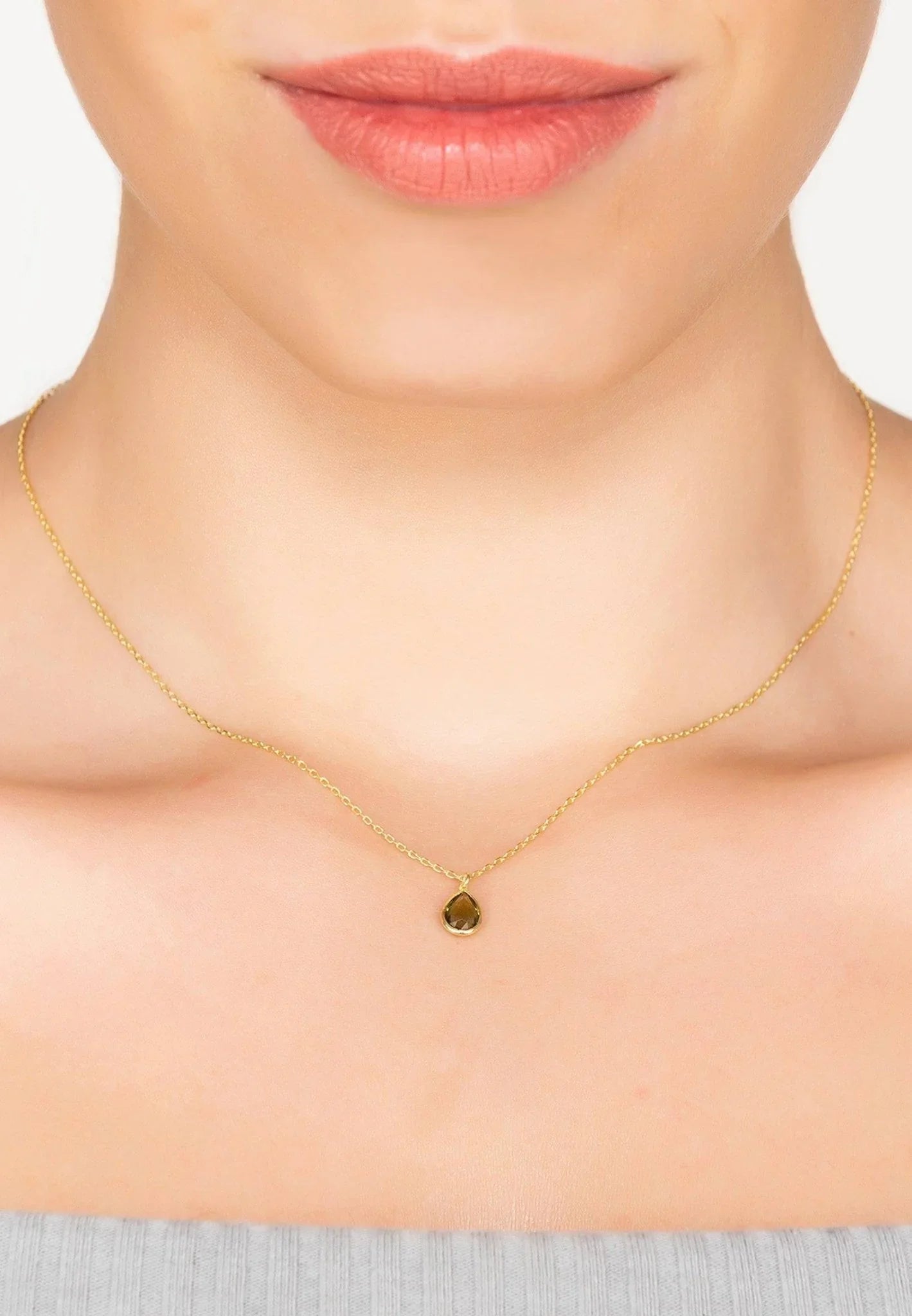 Pisa Mini Teardrop Necklace Gold Peridot - LATELITA Necklaces