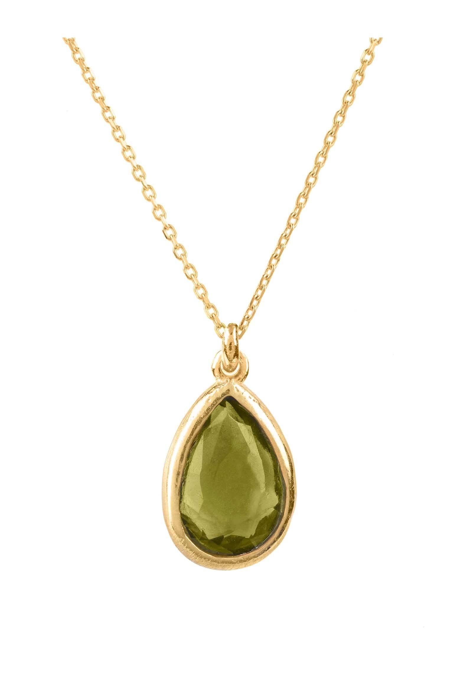 Pisa Mini Teardrop Necklace Gold Peridot - LATELITA Necklaces