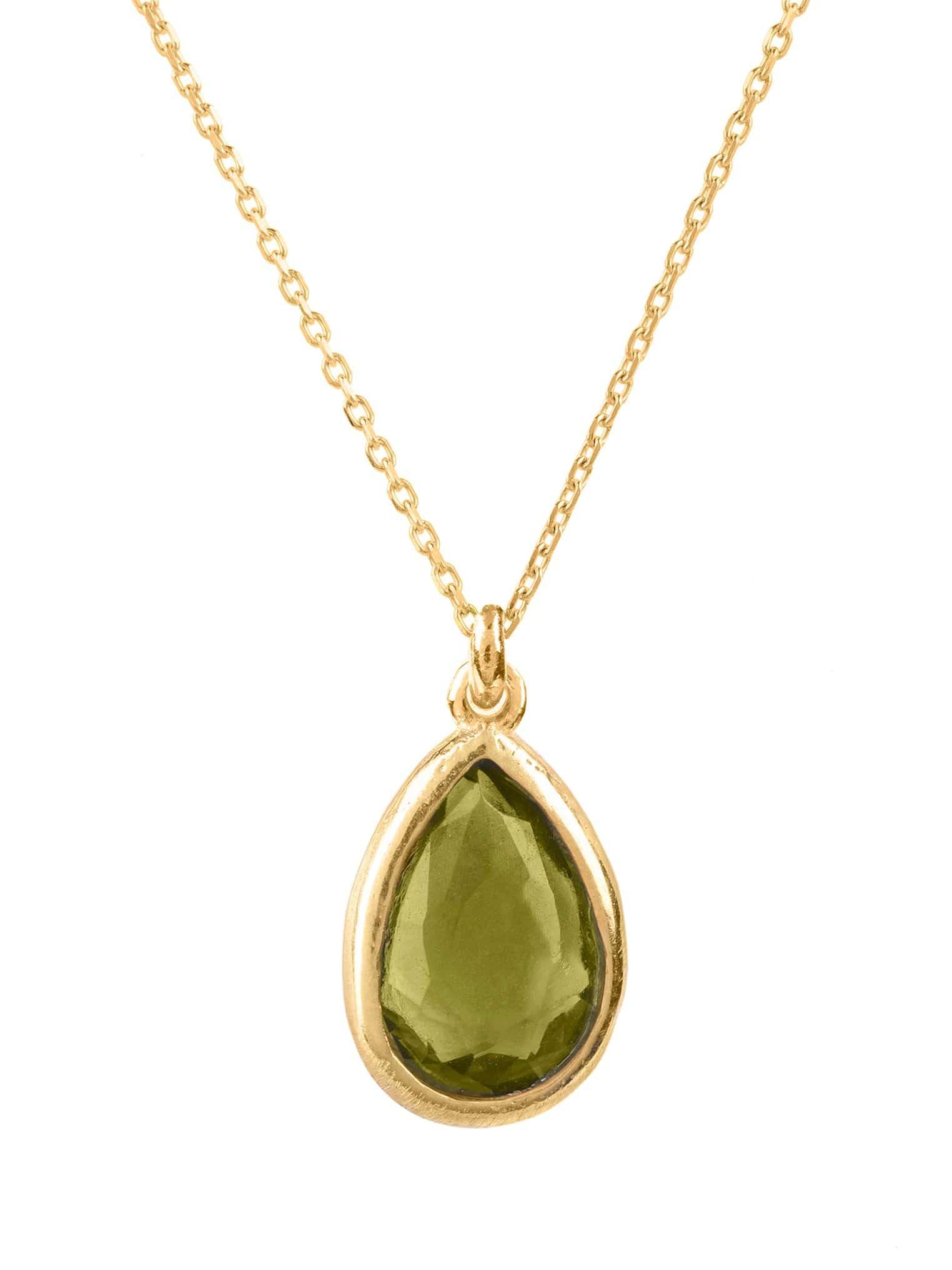 Pisa Mini Teardrop Necklace Gold Peridot - LATELITA Necklaces