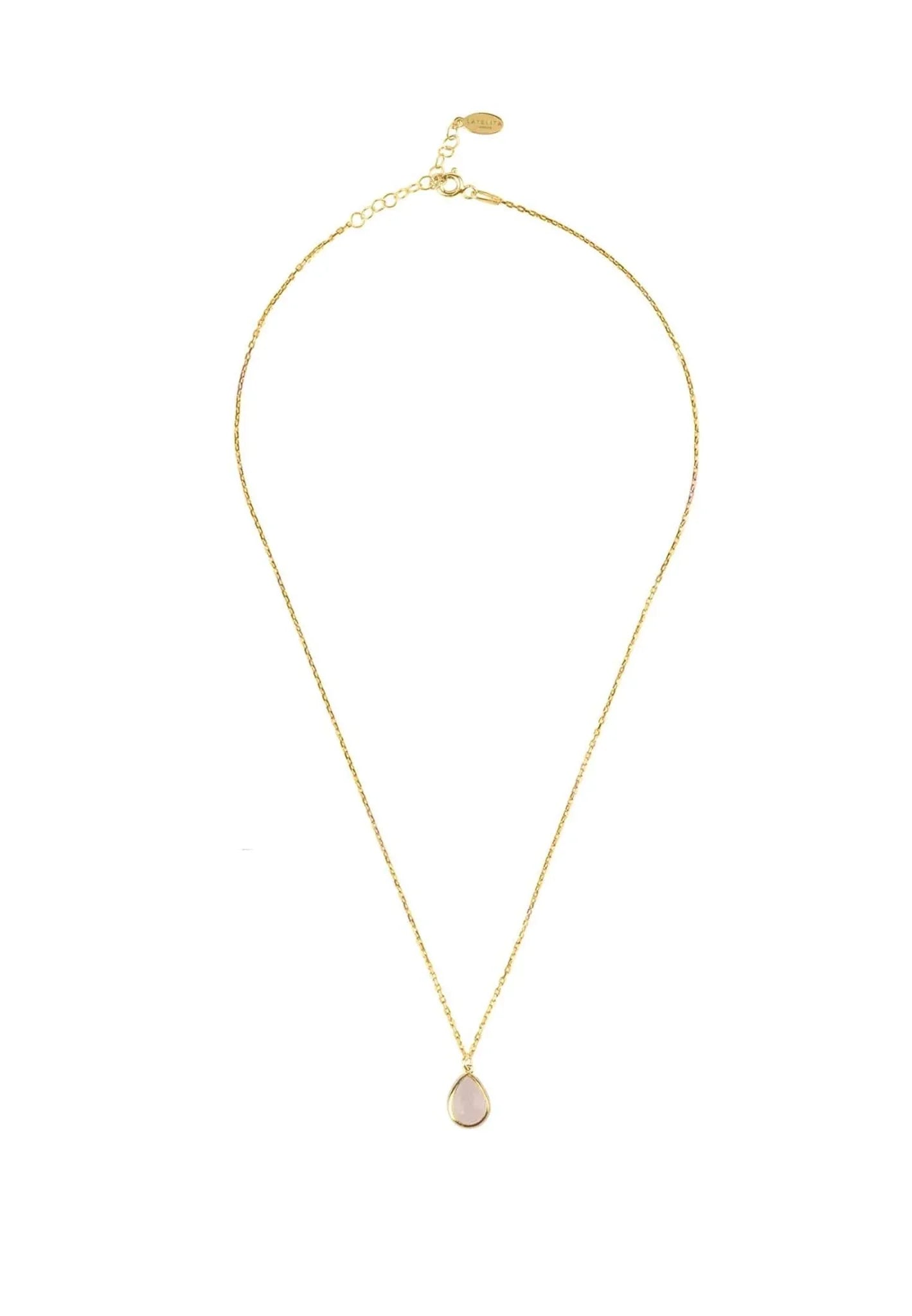 Pisa Mini Teardrop Necklace Gold Rose Quartz - LATELITA Necklaces