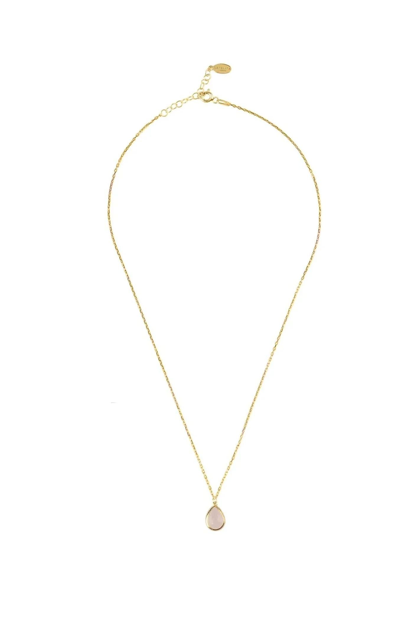 Pisa Mini Teardrop Necklace Gold Rose Quartz - LATELITA Necklaces