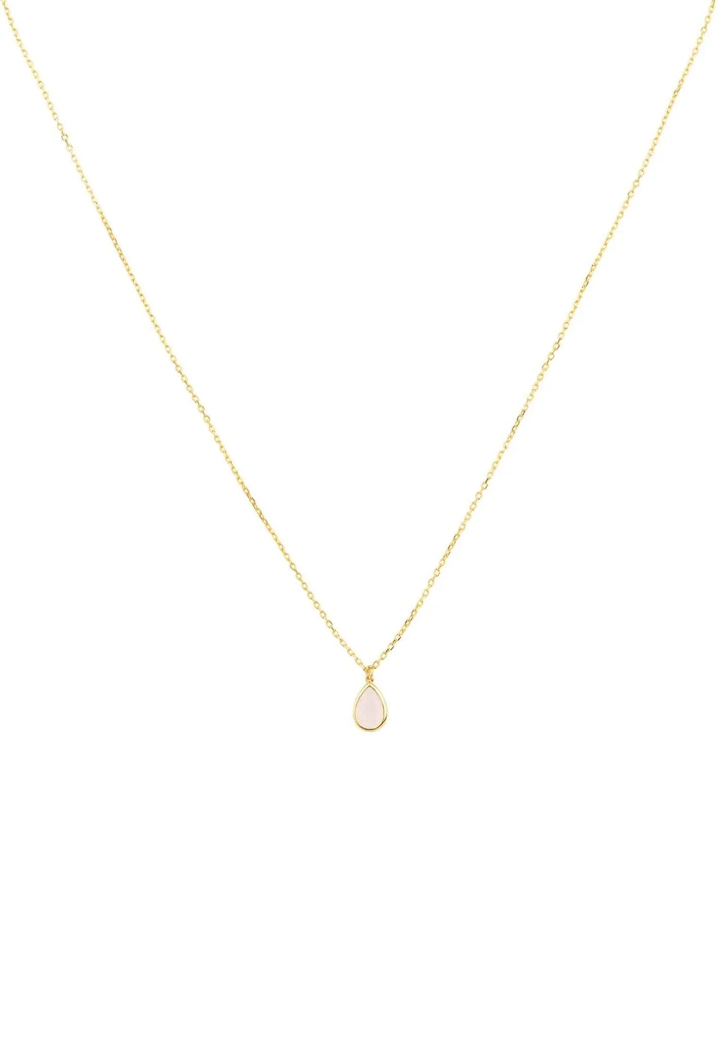 Pisa Mini Teardrop Necklace Gold Rose Quartz - LATELITA Necklaces