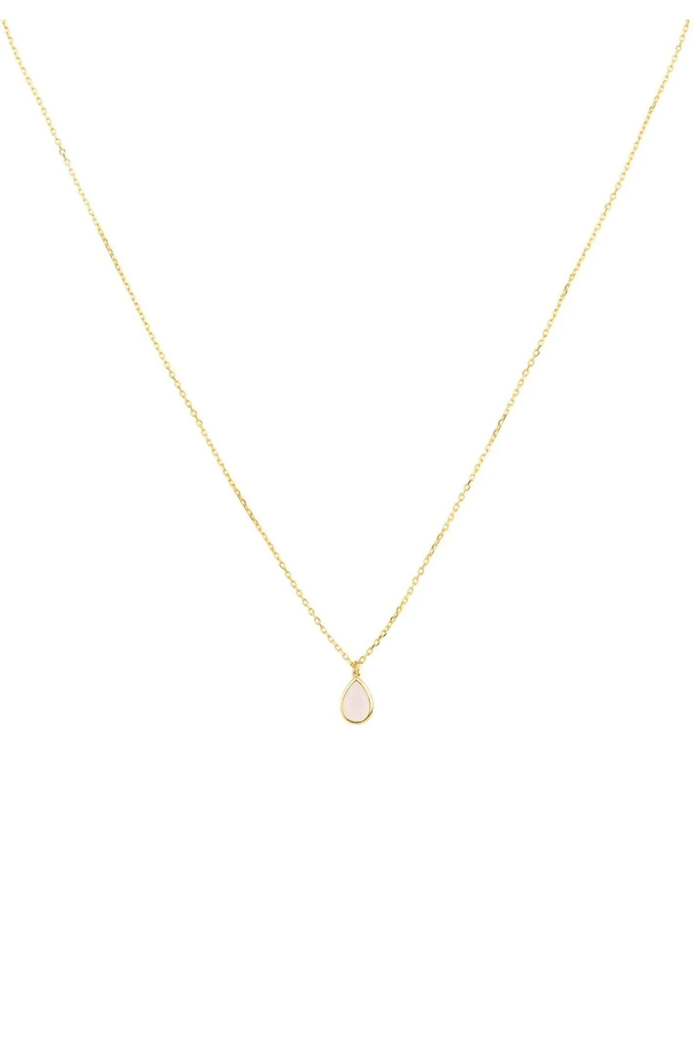Pisa Mini Teardrop Necklace Gold Rose Quartz - LATELITA Necklaces