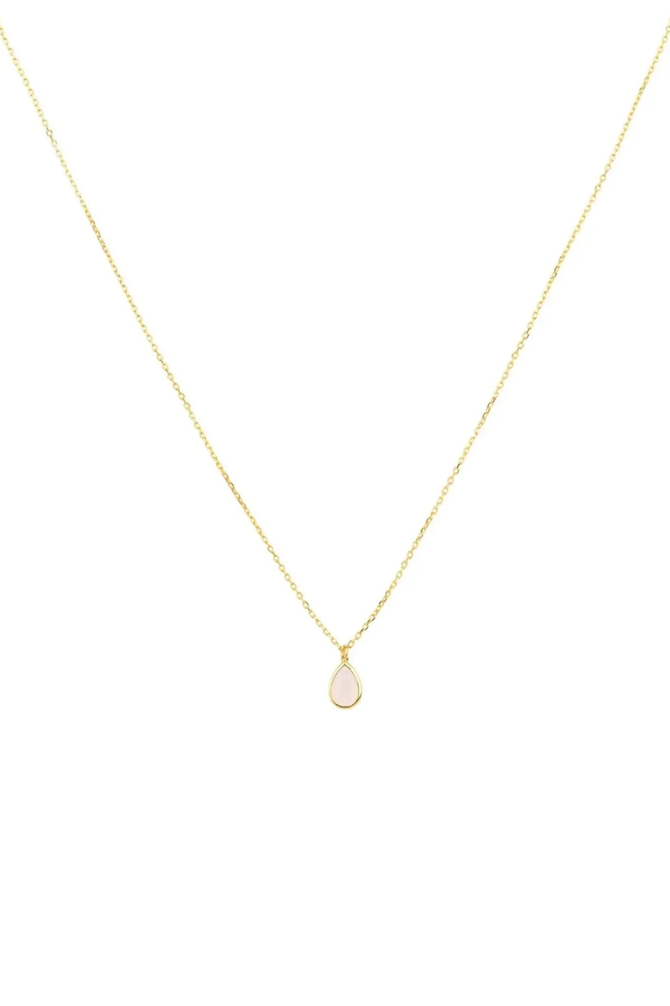 Pisa Mini Teardrop Necklace Gold Rose Quartz - LATELITA Necklaces