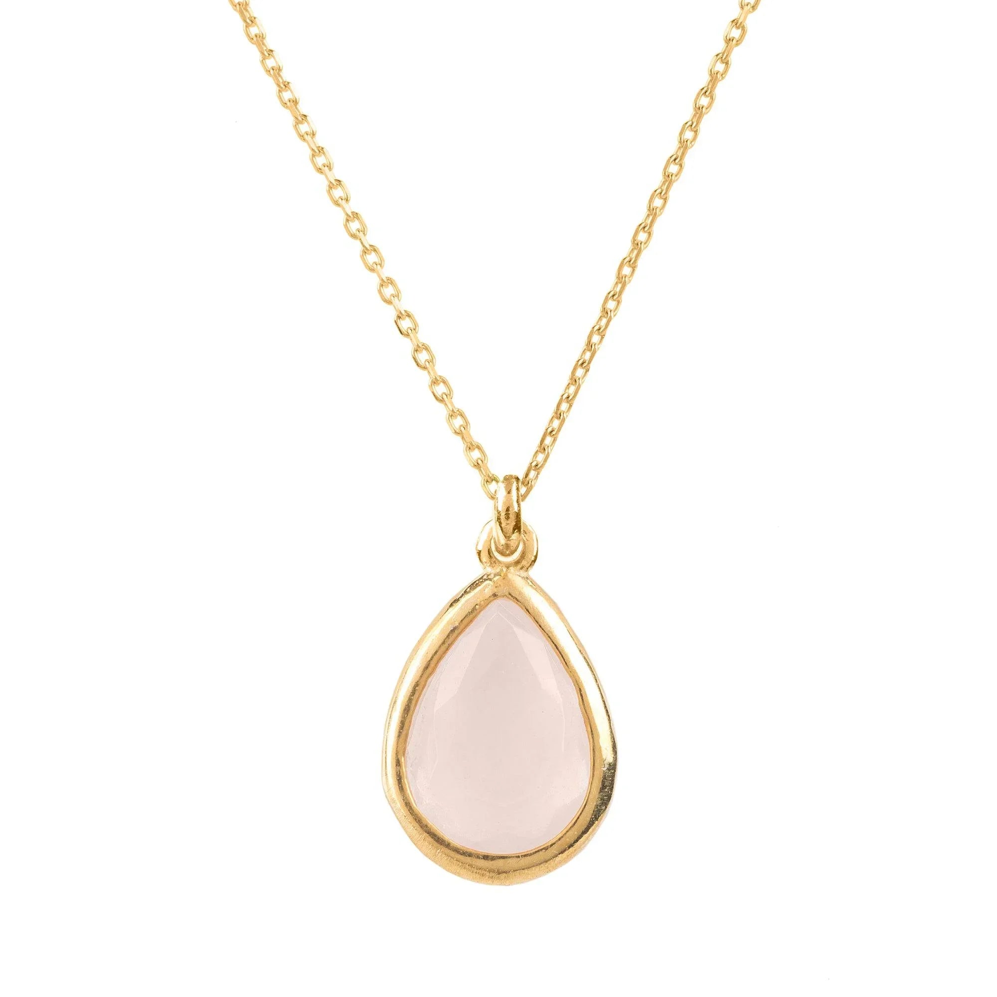 Pisa Mini Teardrop Necklace Gold Rose Quartz - LATELITA Necklaces