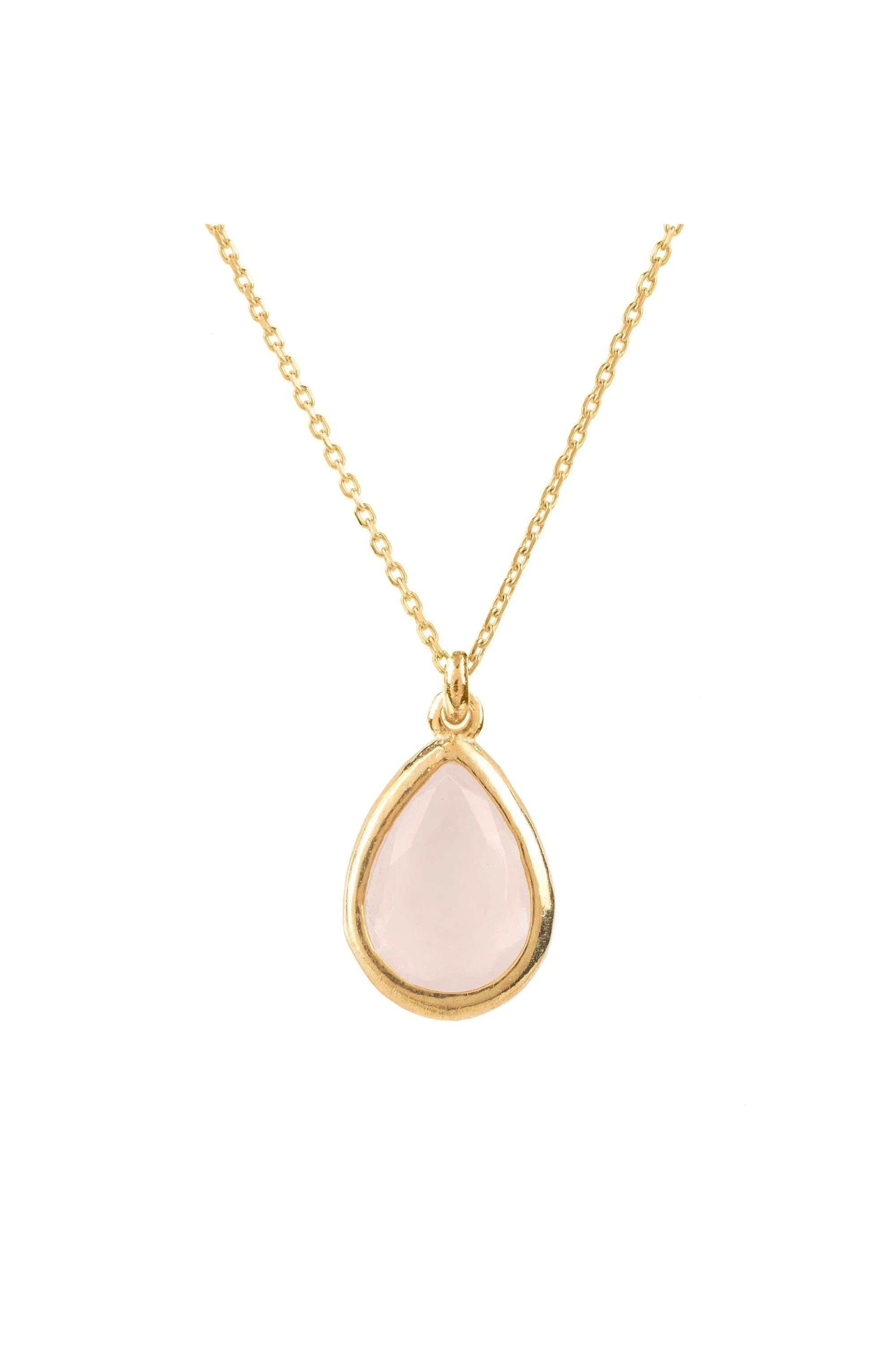 Pisa Mini Teardrop Necklace Gold Rose Quartz - LATELITA Necklaces