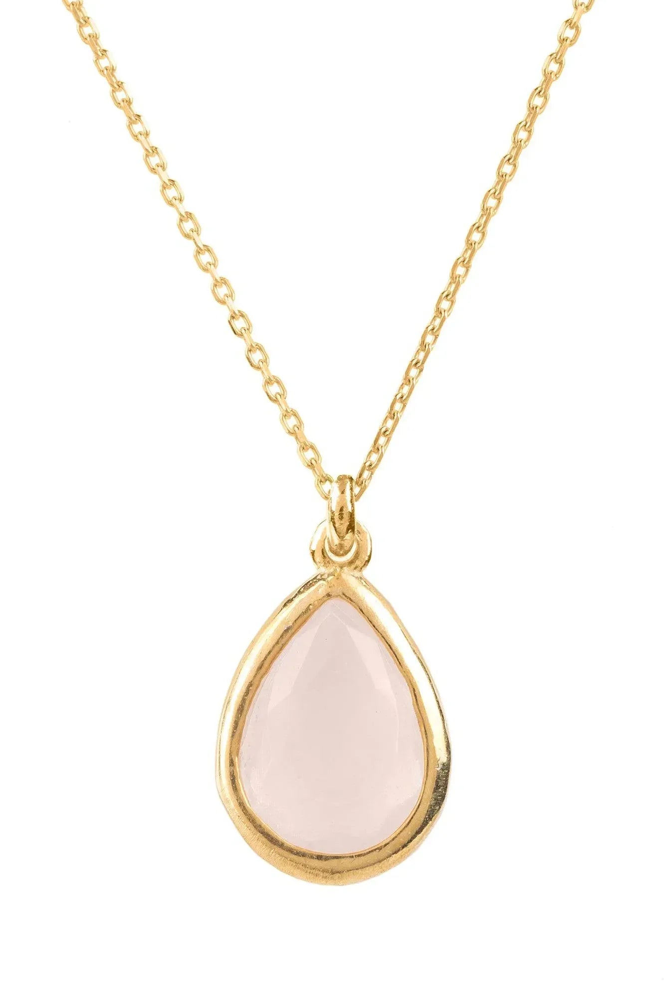 Pisa Mini Teardrop Necklace Gold Rose Quartz - LATELITA Necklaces
