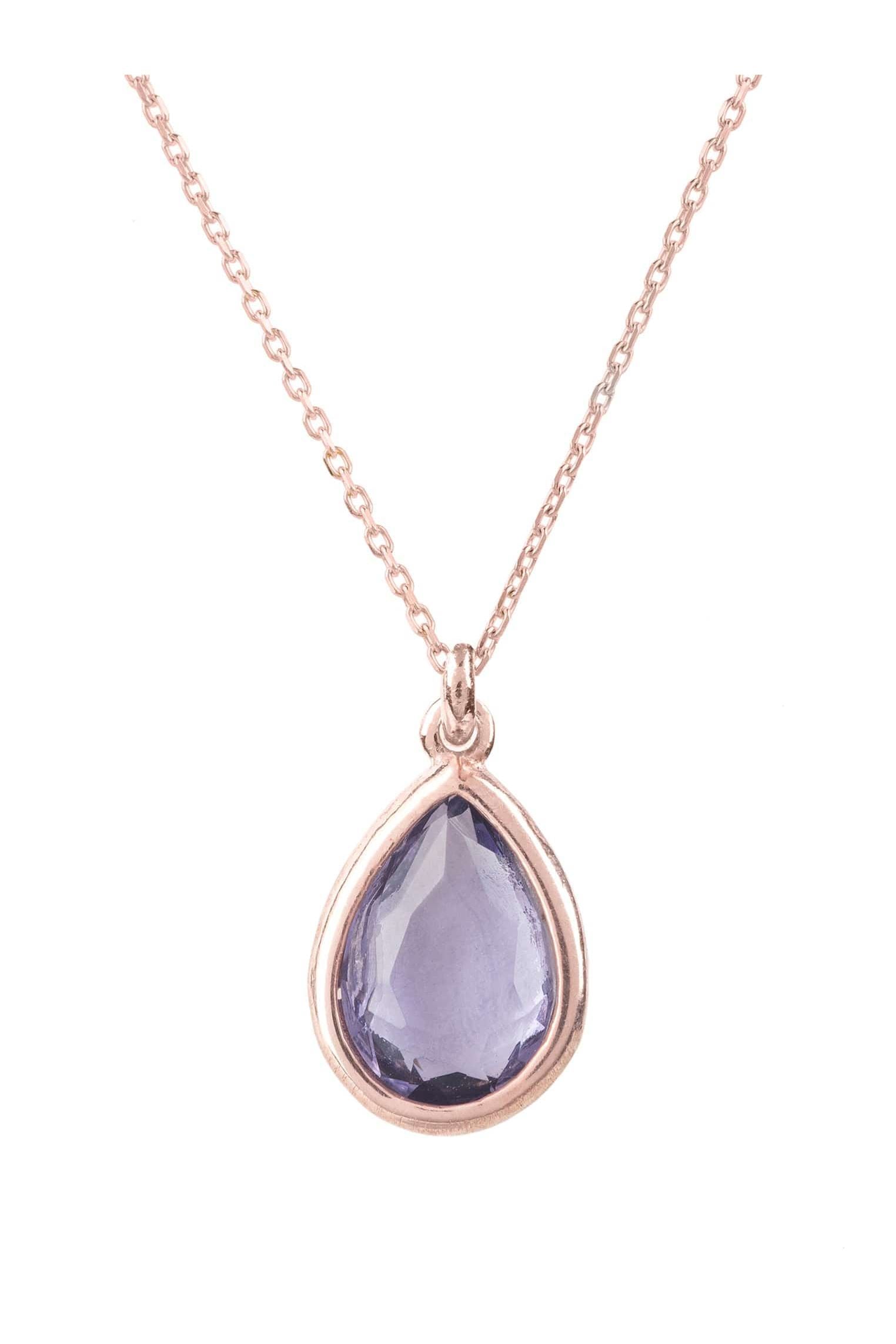 Pisa Mini Teardrop Necklace Rosegold Amethyst - LATELITA Necklaces