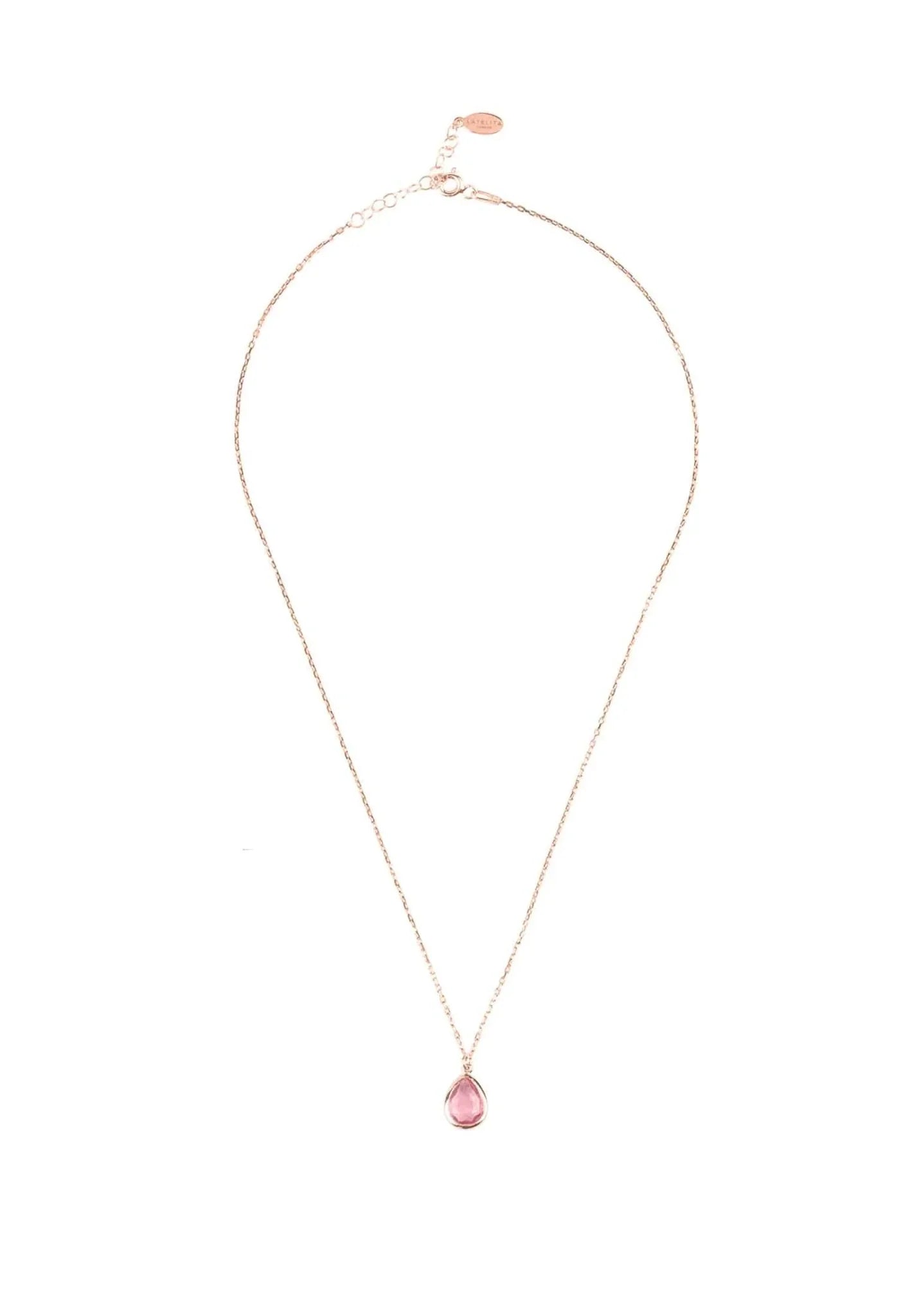 Pisa Mini Teardrop Necklace Rosegold Pink Tourmaline - LATELITA Necklaces