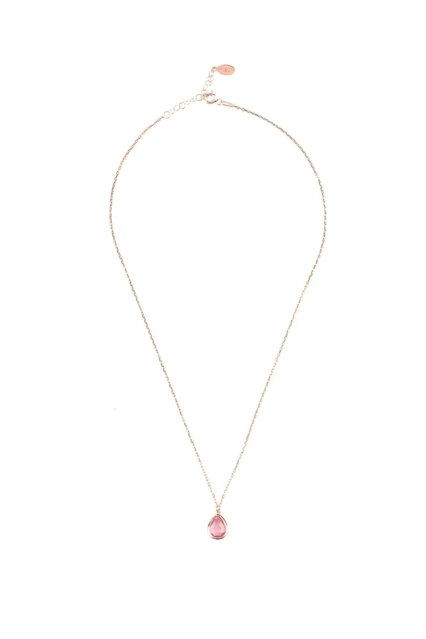 Pisa Mini Teardrop Necklace Rosegold Pink Tourmaline - LATELITA Necklaces