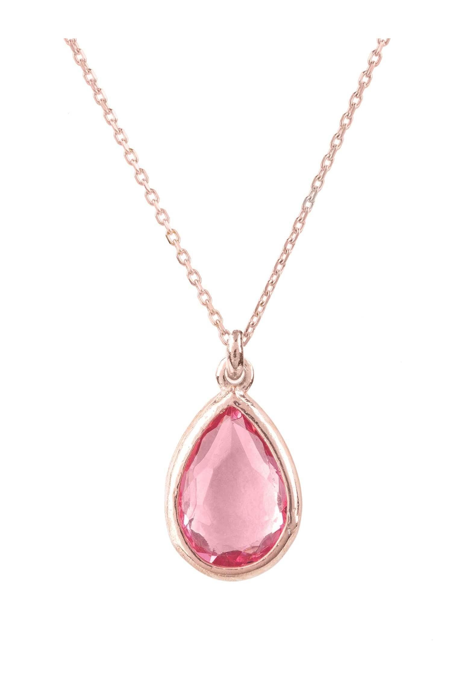 Pisa Mini Teardrop Necklace Rosegold Pink Tourmaline - LATELITA Necklaces
