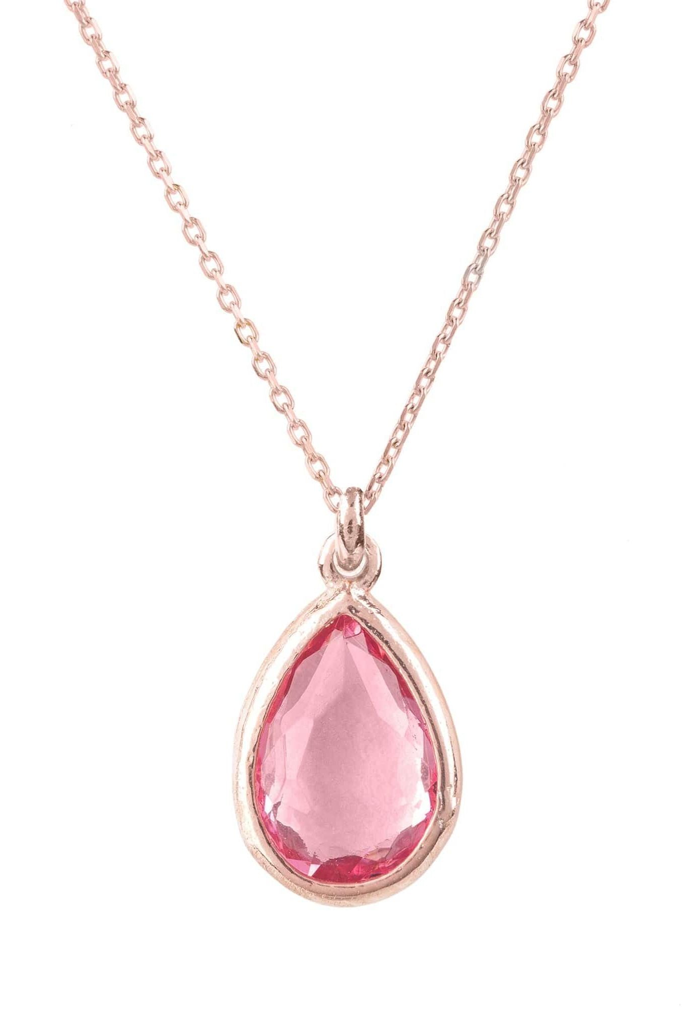 Pisa Mini Teardrop Necklace Rosegold Pink Tourmaline - LATELITA Necklaces