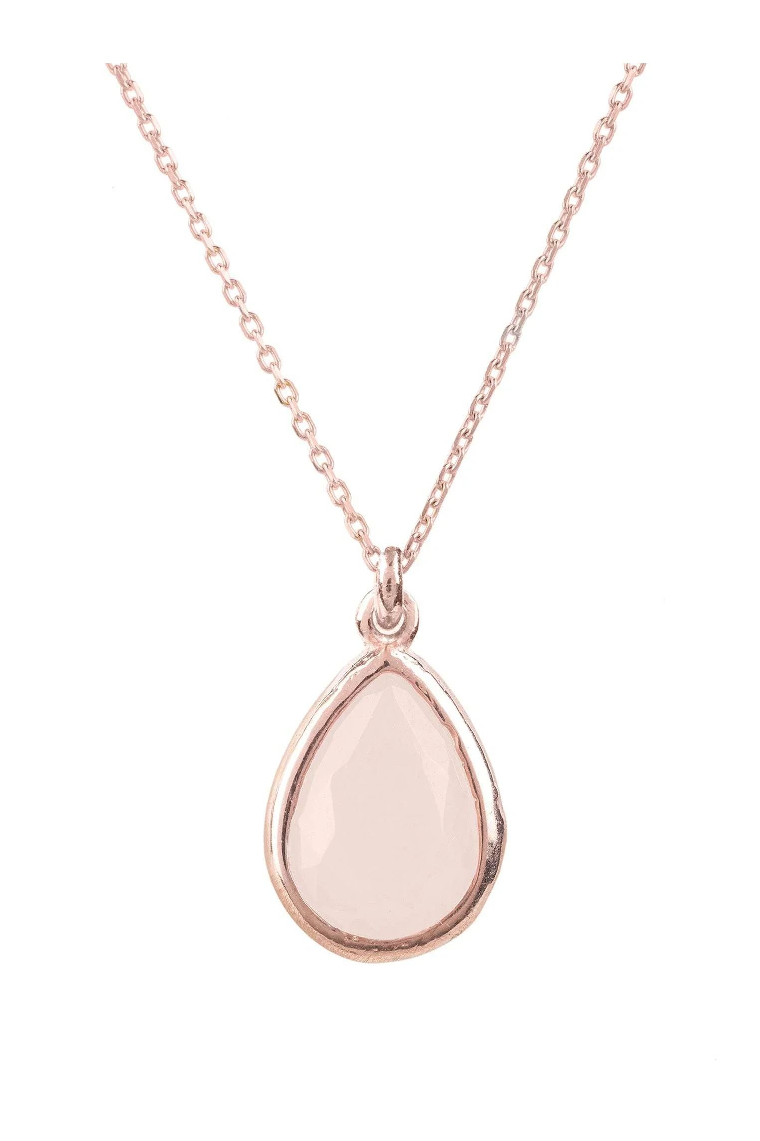 Pisa Mini Teardrop Necklace Rosegold Rose Quartz - LATELITA Necklaces
