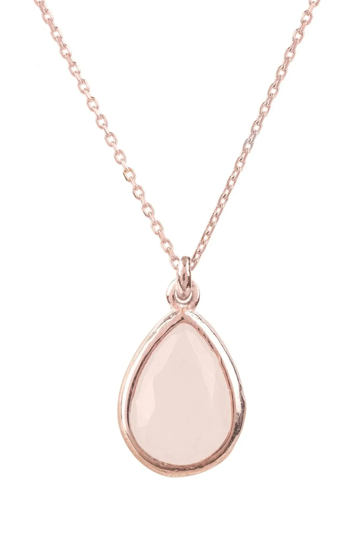 Pisa Mini Teardrop Necklace Rosegold Rose Quartz - LATELITA Necklaces