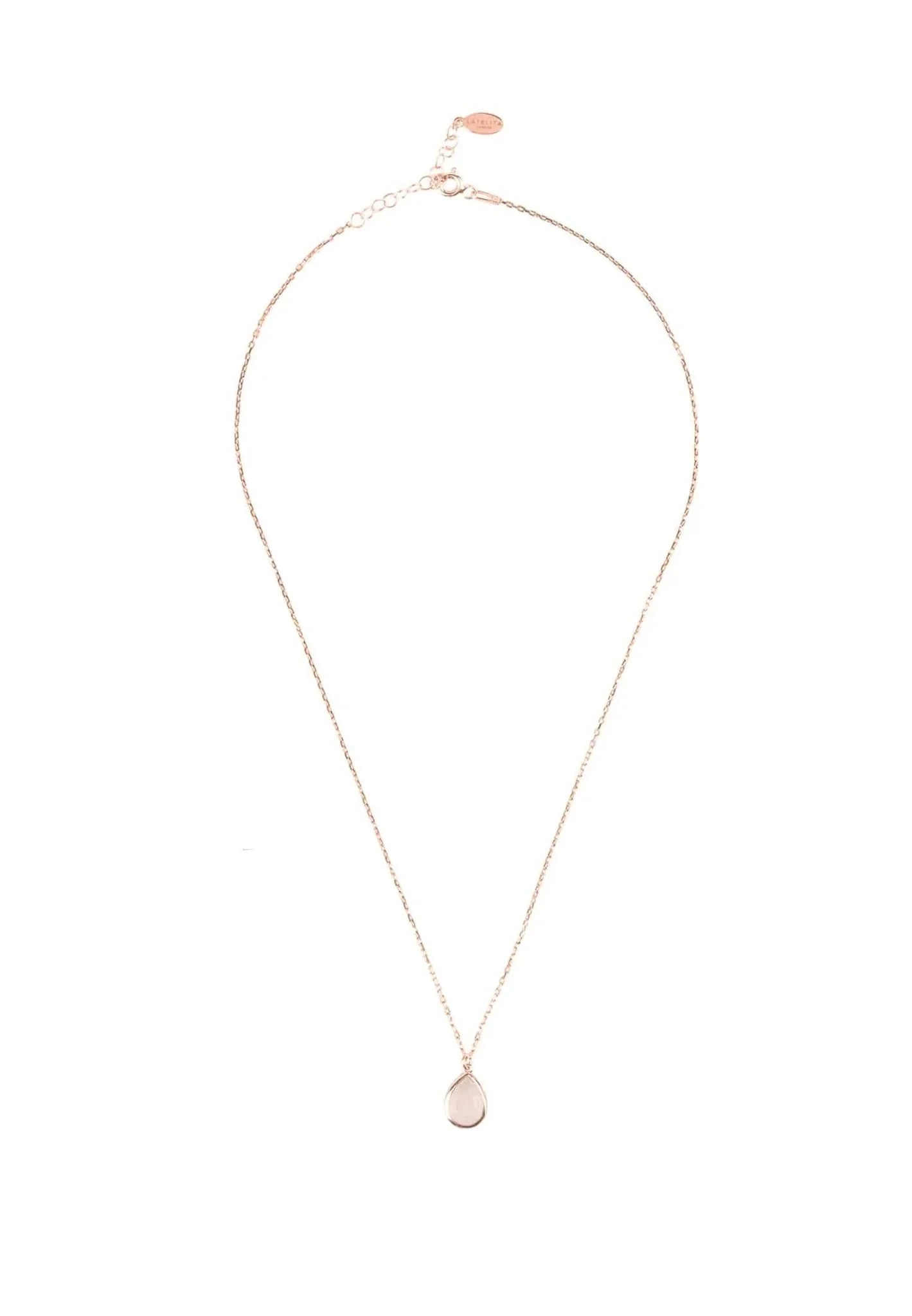 Pisa Mini Teardrop Necklace Rosegold Rose Quartz - LATELITA Necklaces