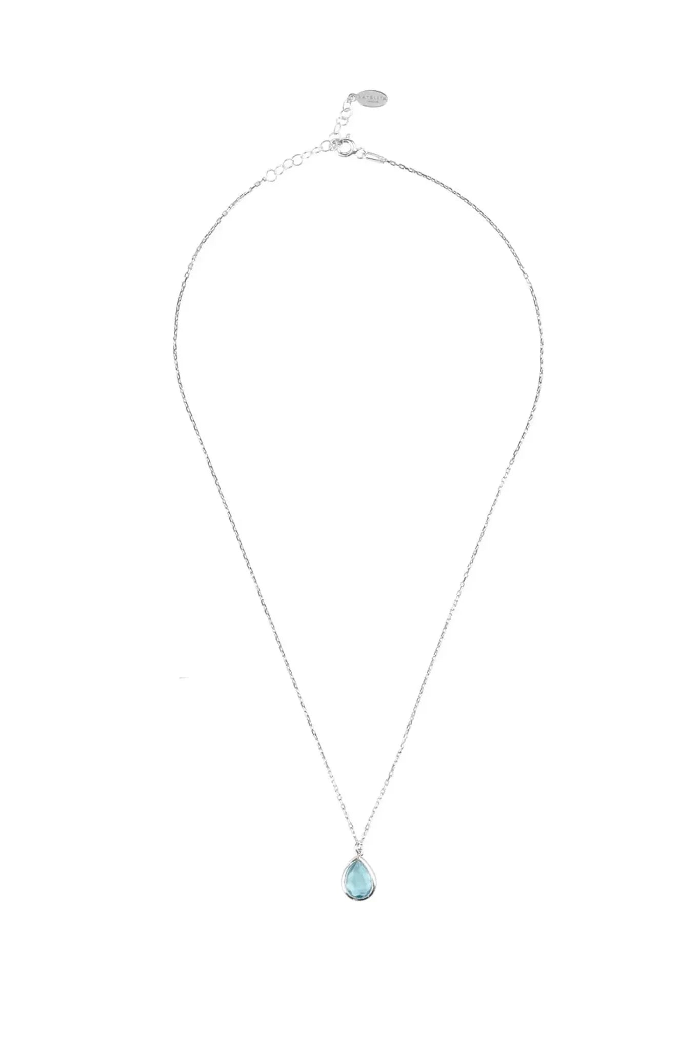 Pisa Mini Teardrop Necklace Silver Blue Topaz - LATELITA Necklaces