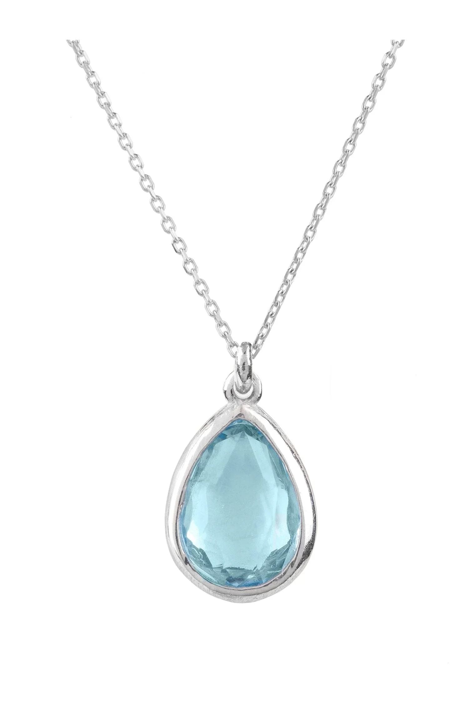Pisa Mini Teardrop Necklace Silver Blue Topaz - LATELITA Necklaces