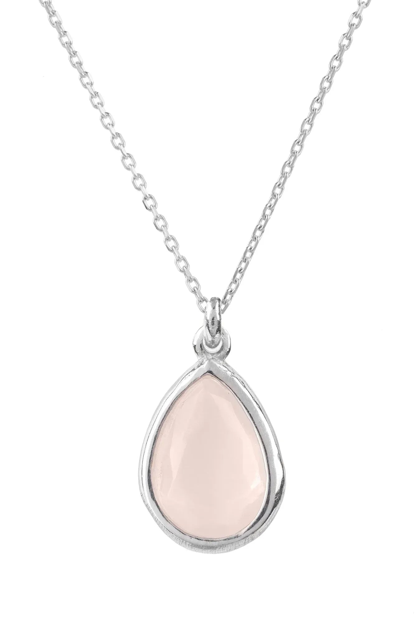 Pisa Mini Teardrop Necklace Silver Rose Quartz - LATELITA Necklaces