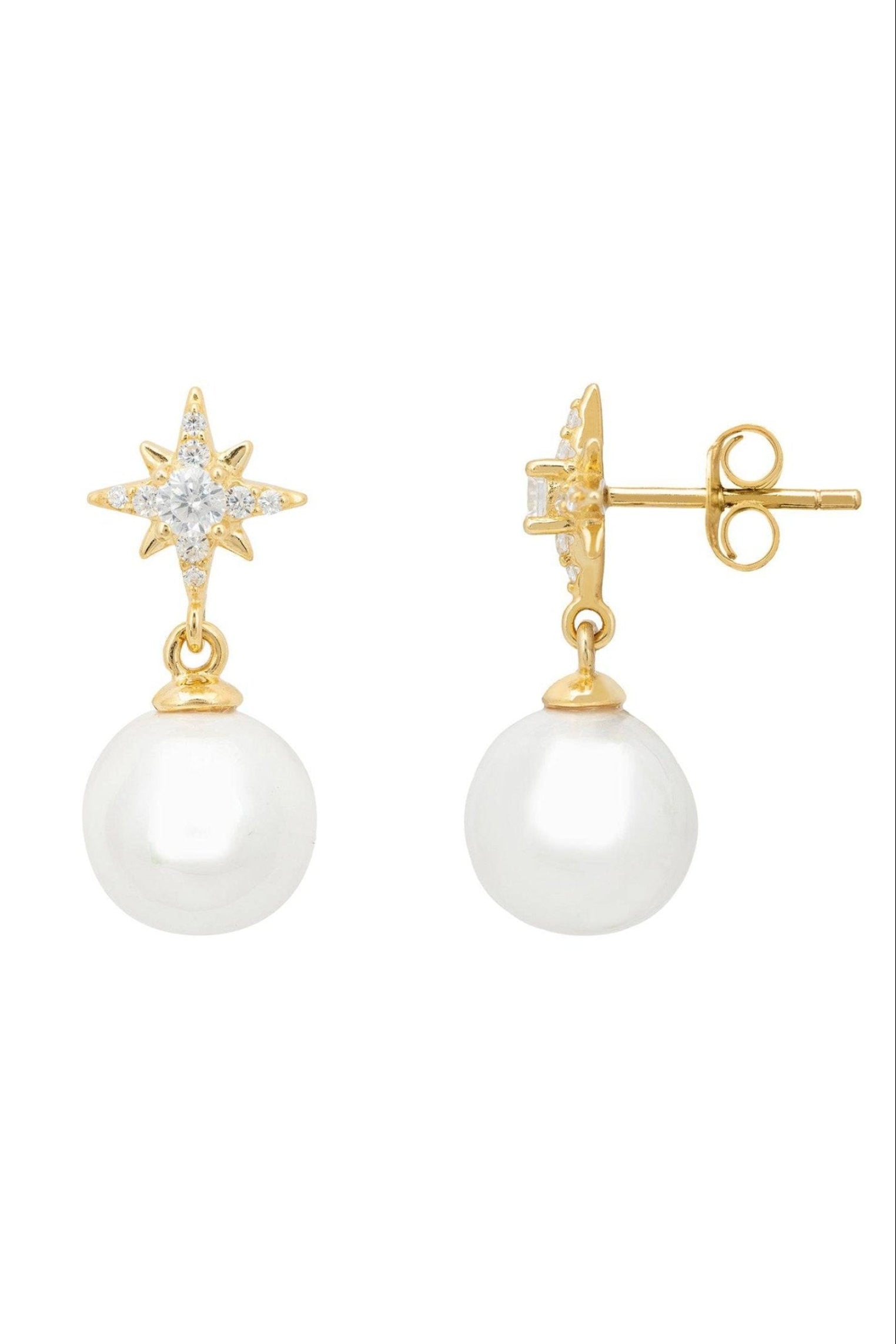 Polaris North Star Pearl Earrings Gold - LATELITA Earrings
