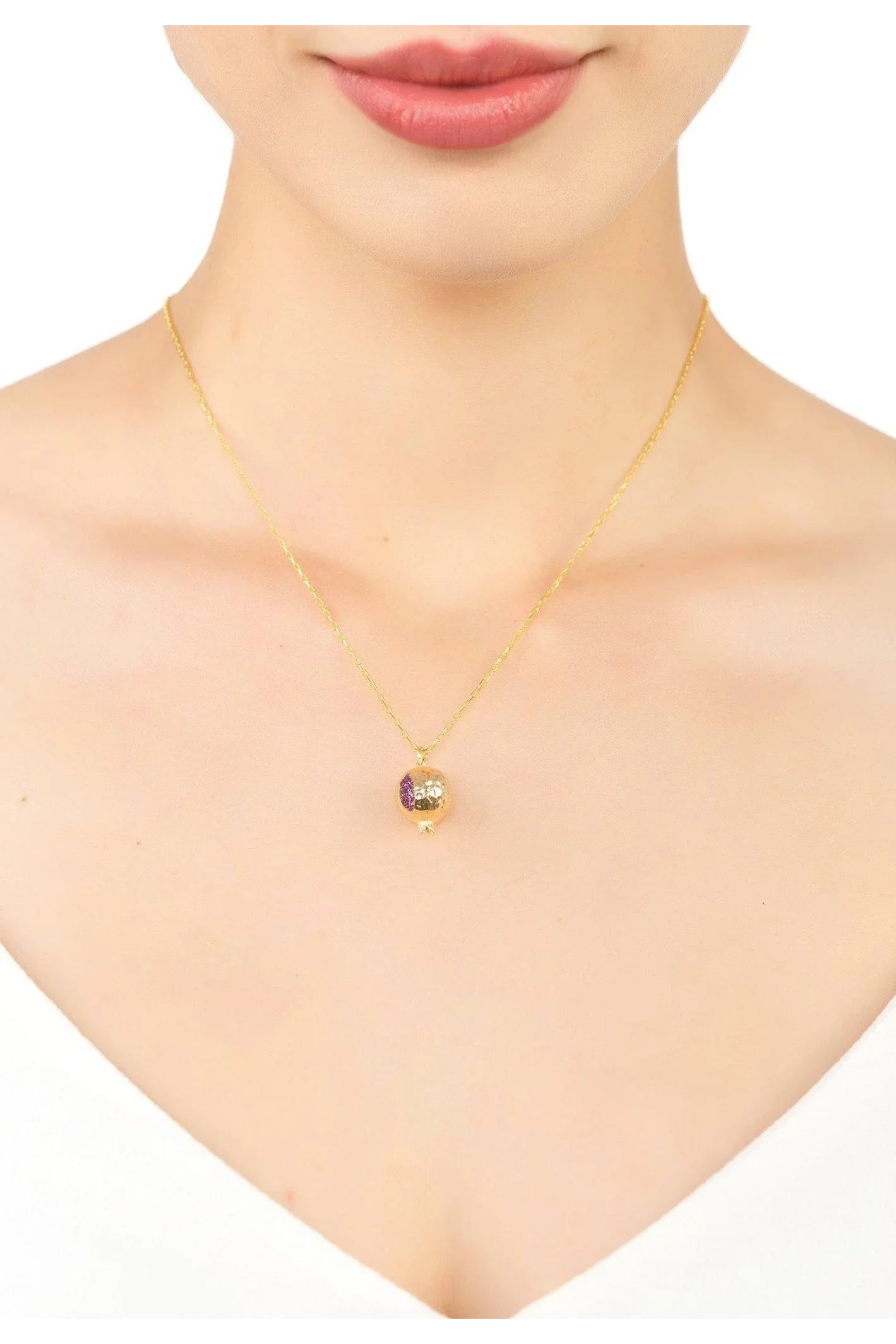 Pomegranate Charm Necklace Gold - LATELITA Necklaces