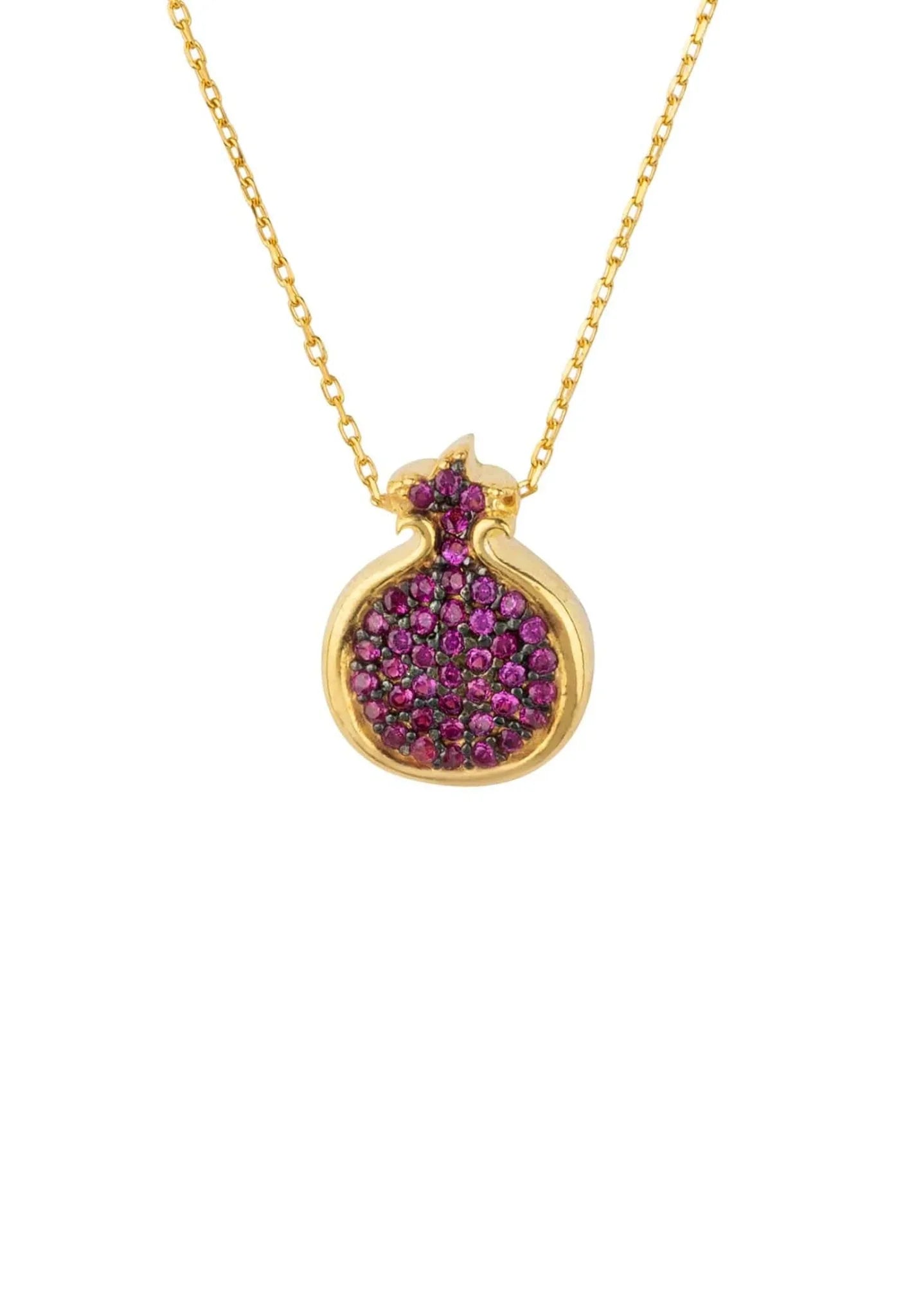 Pomegranate Ruby Pink Pendant Necklace Gold - LATELITA Necklaces