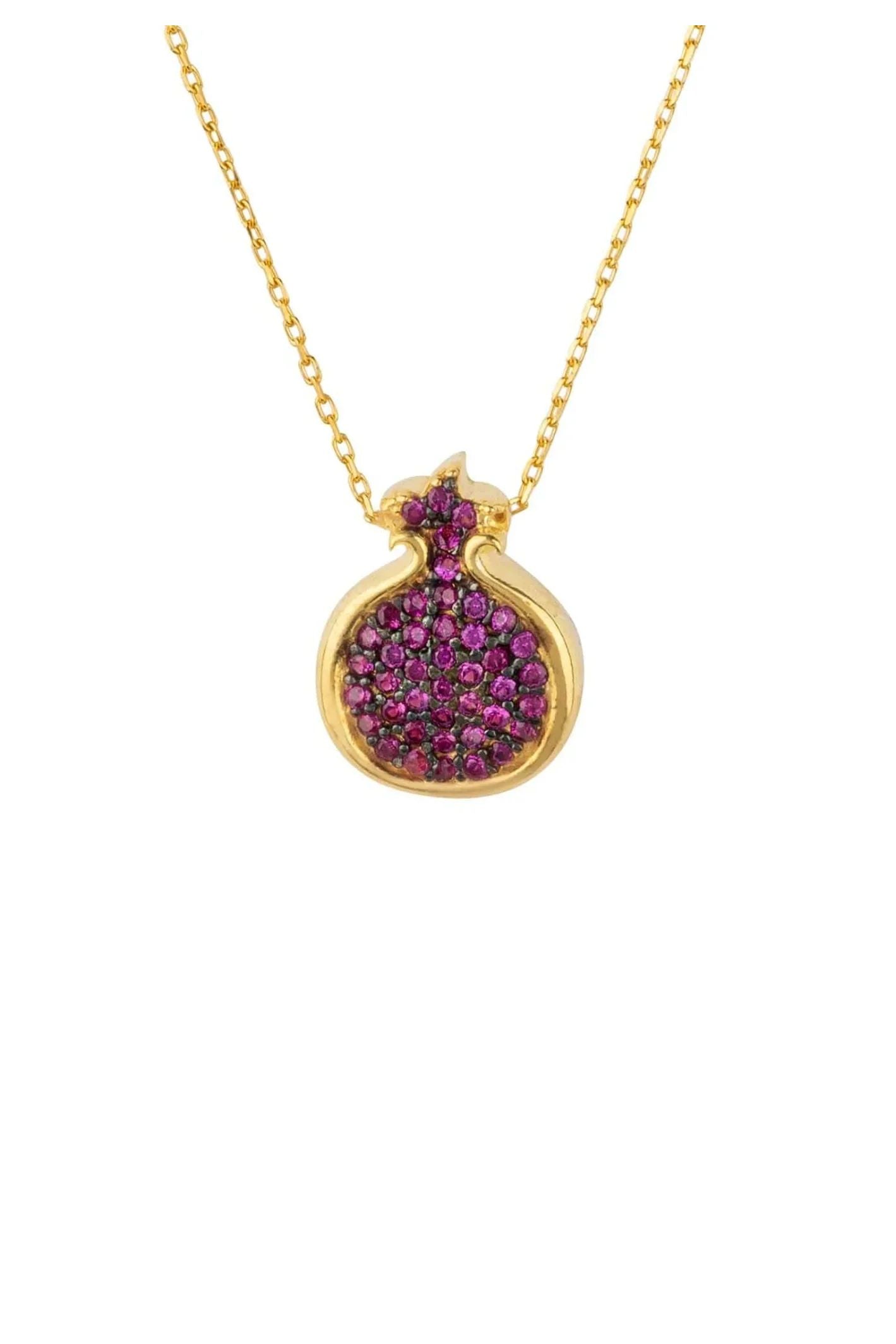 Pomegranate Ruby Pink Pendant Necklace Gold - LATELITA Necklaces