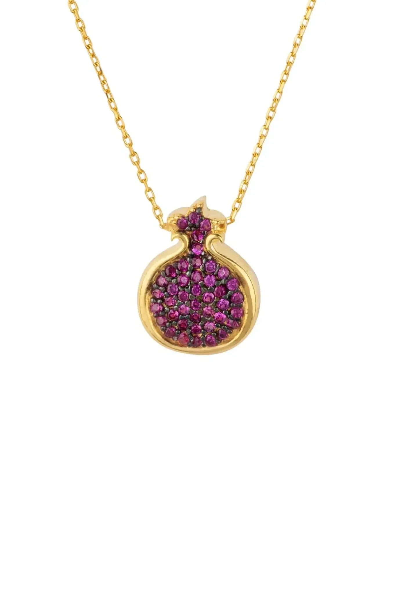 Pomegranate Ruby Pink Pendant Necklace Gold - LATELITA Necklaces
