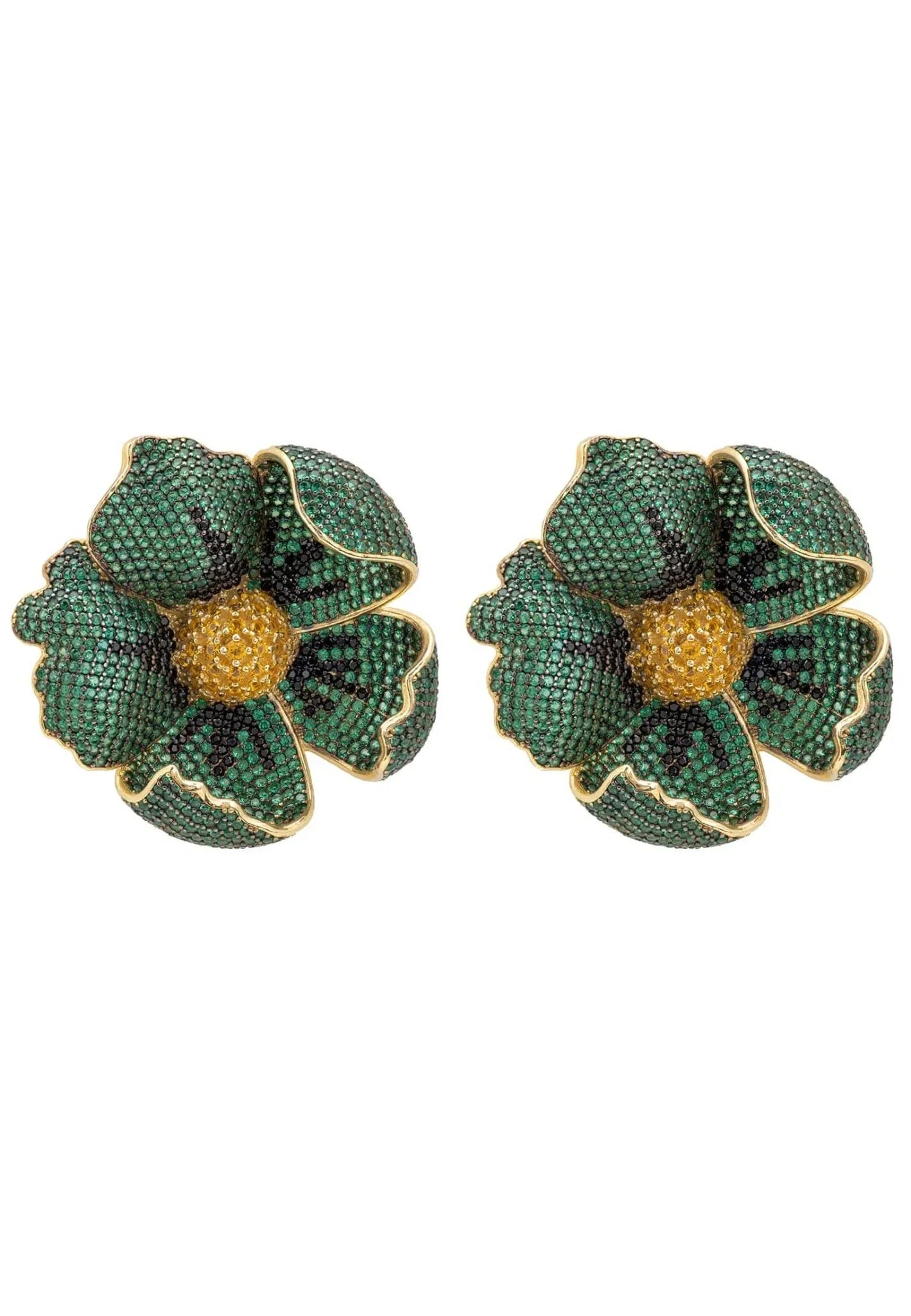 Poppy Emerald Green Earrings Gold - LATELITA Earrings