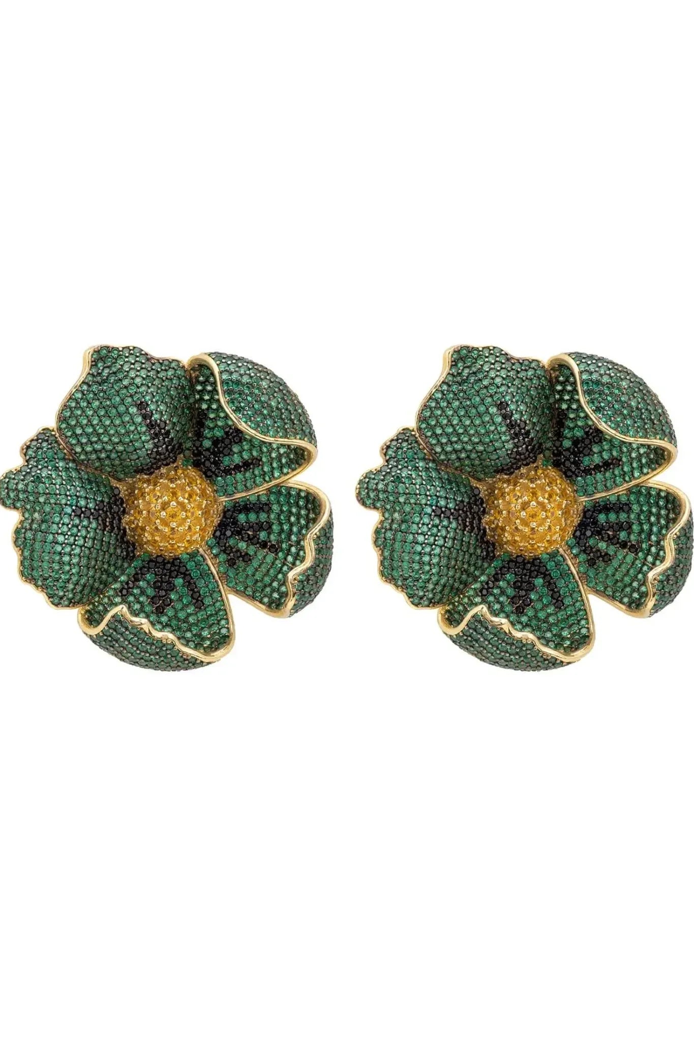 Poppy Emerald Green Earrings Gold - LATELITA Earrings