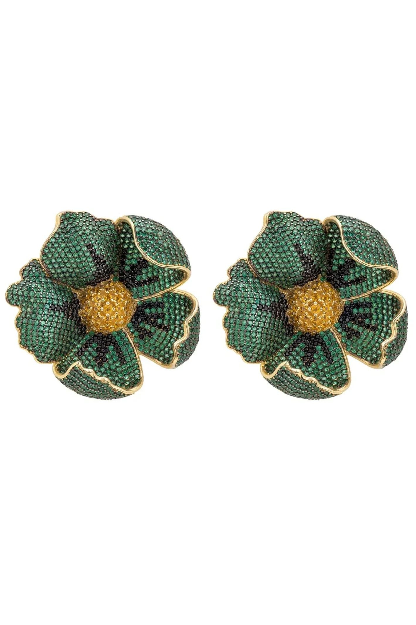 Poppy Emerald Green Earrings Gold - LATELITA Earrings