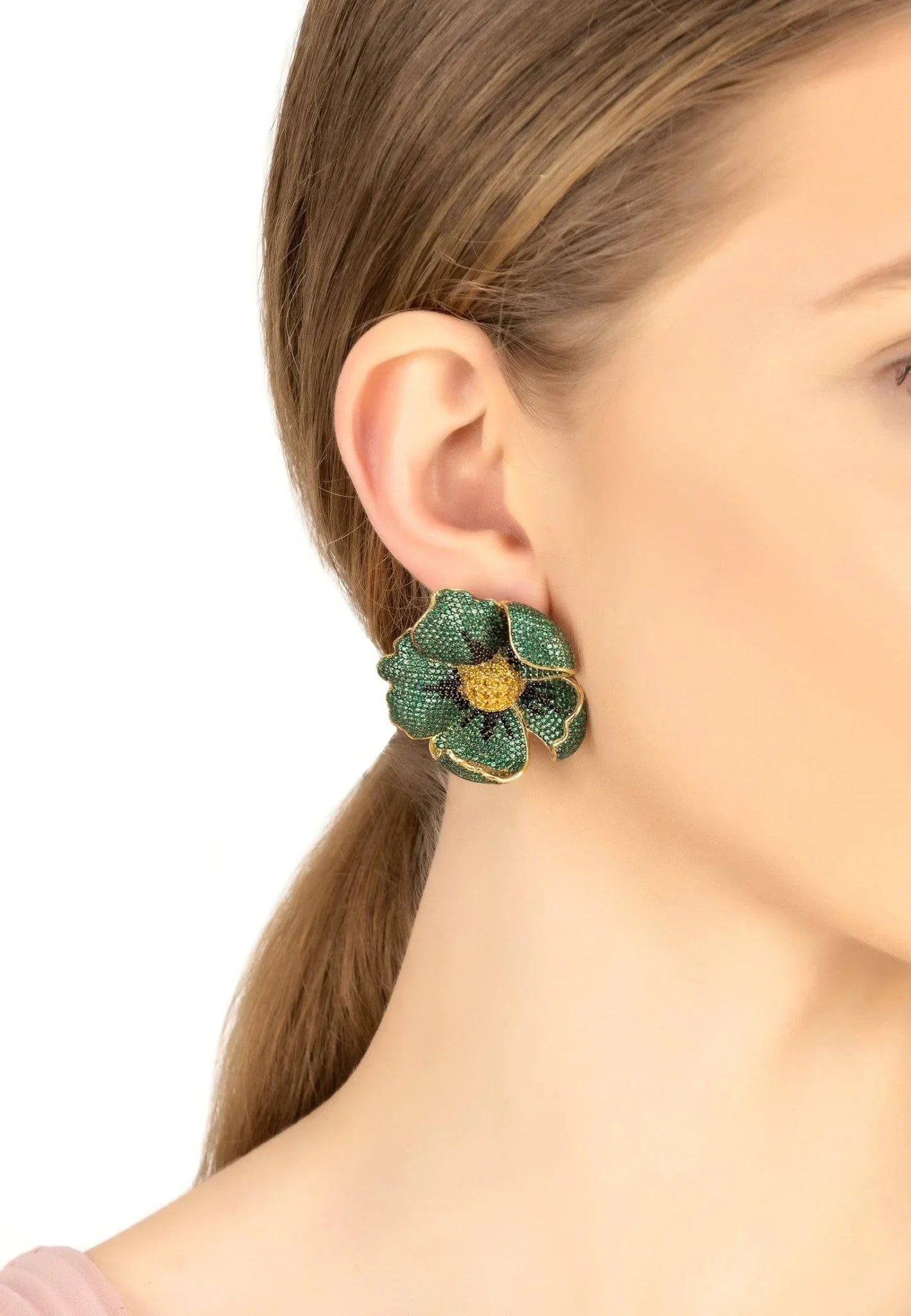 Poppy Emerald Green Earrings Gold - LATELITA Earrings