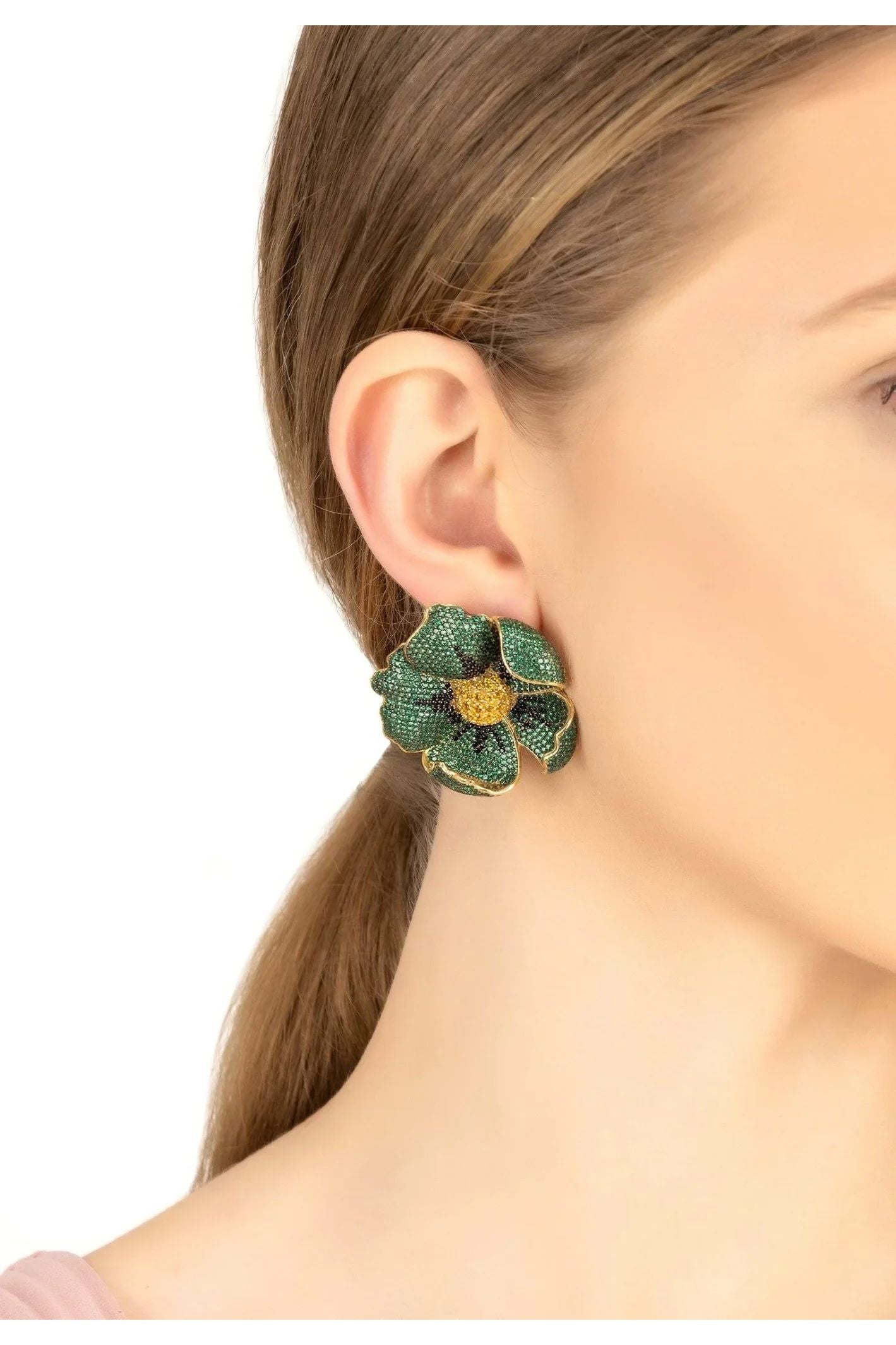 Poppy Emerald Green Earrings Gold - LATELITA Earrings