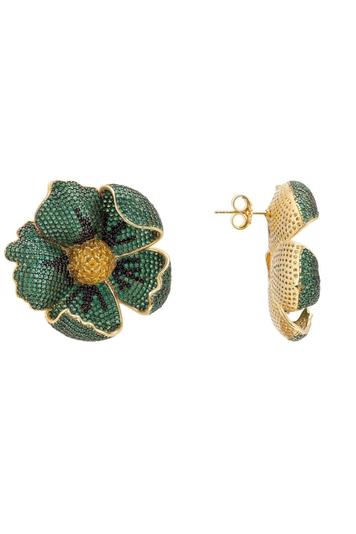Poppy Emerald Green Earrings Gold - LATELITA Earrings