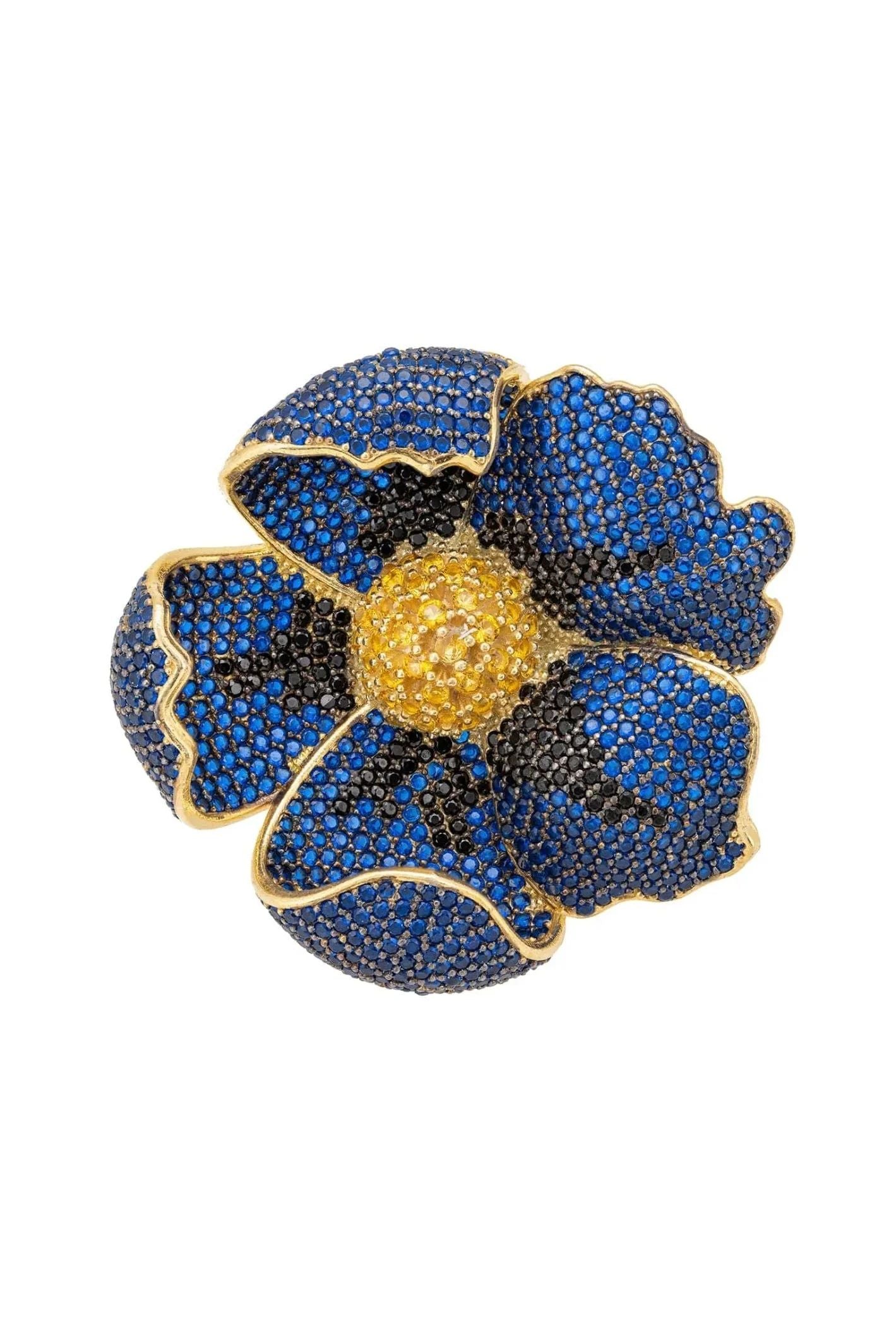 Poppy Flower Blue Ring Gold - LATELITA Rings