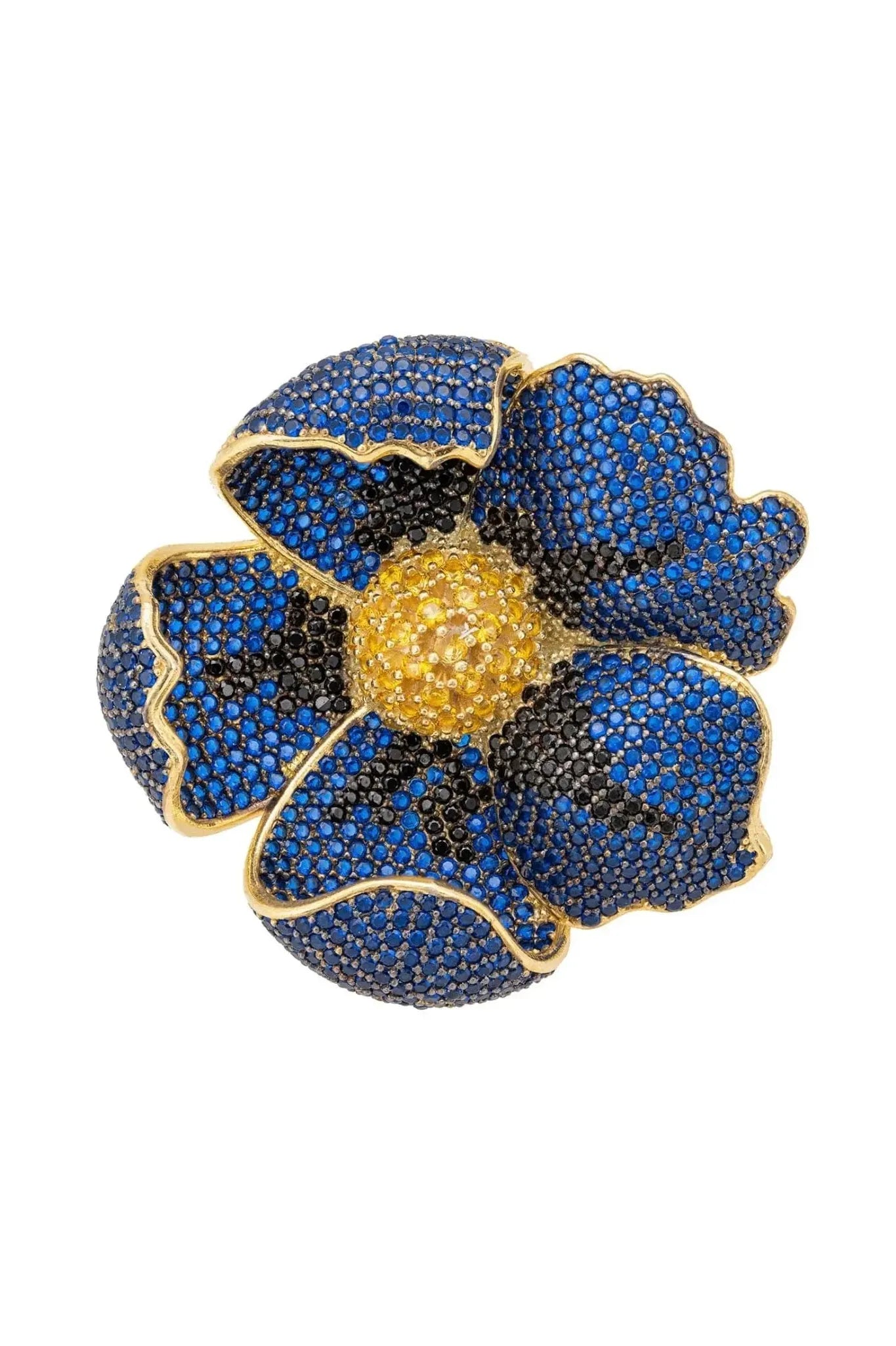 Poppy Flower Blue Ring Gold - LATELITA Rings