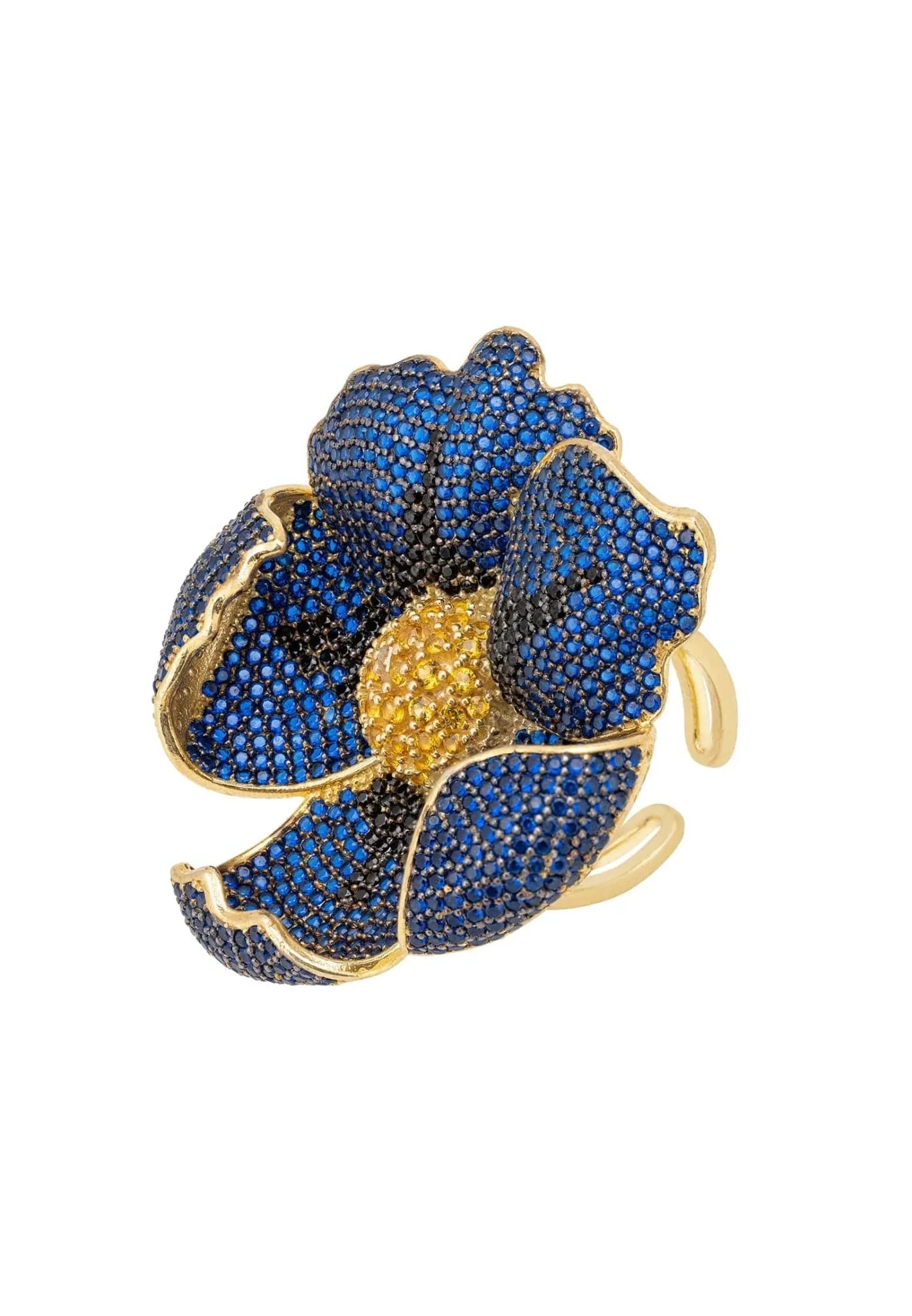 Poppy Flower Blue Ring Gold - LATELITA Rings