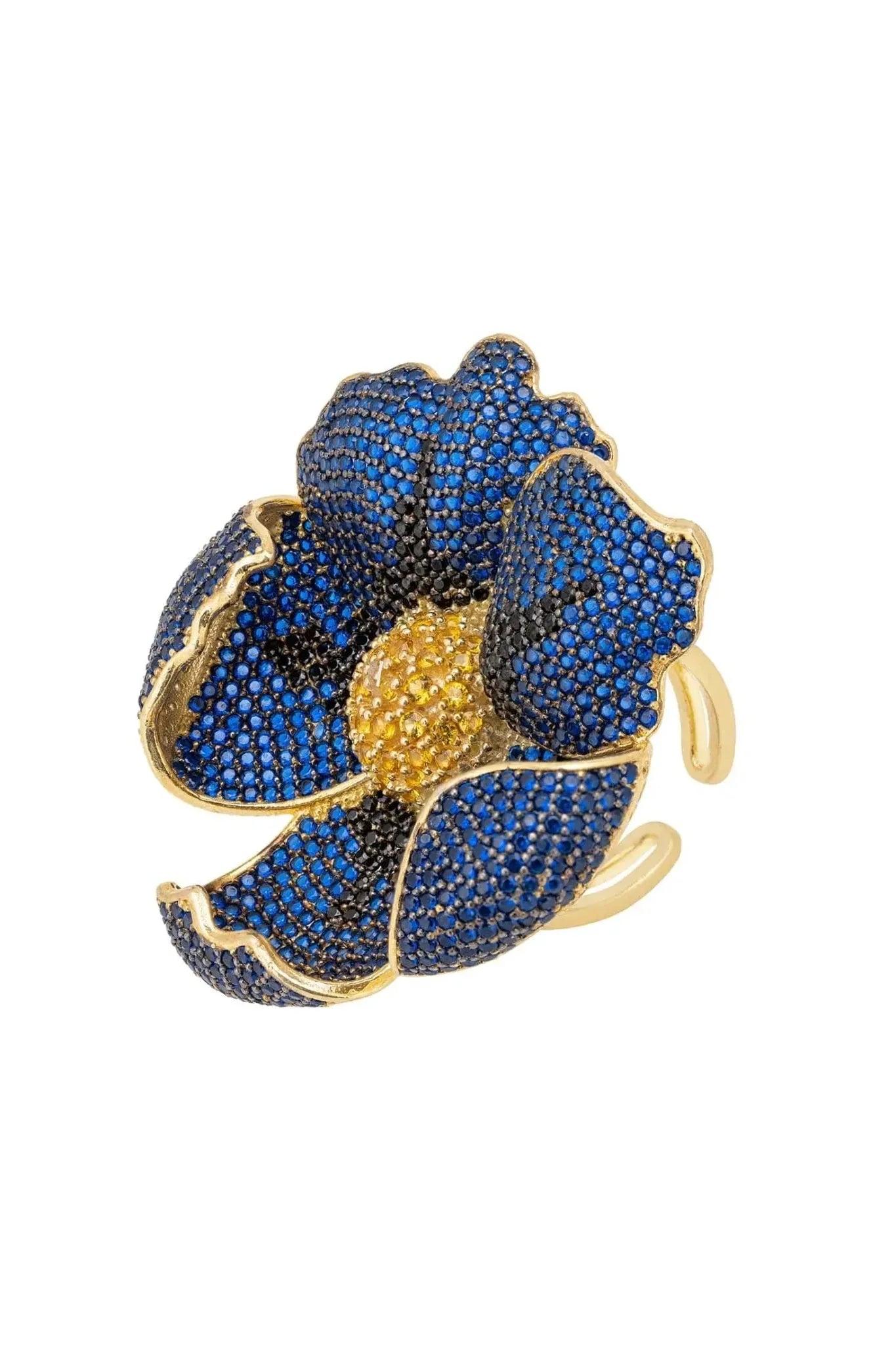 Poppy Flower Blue Ring Gold - LATELITA Rings