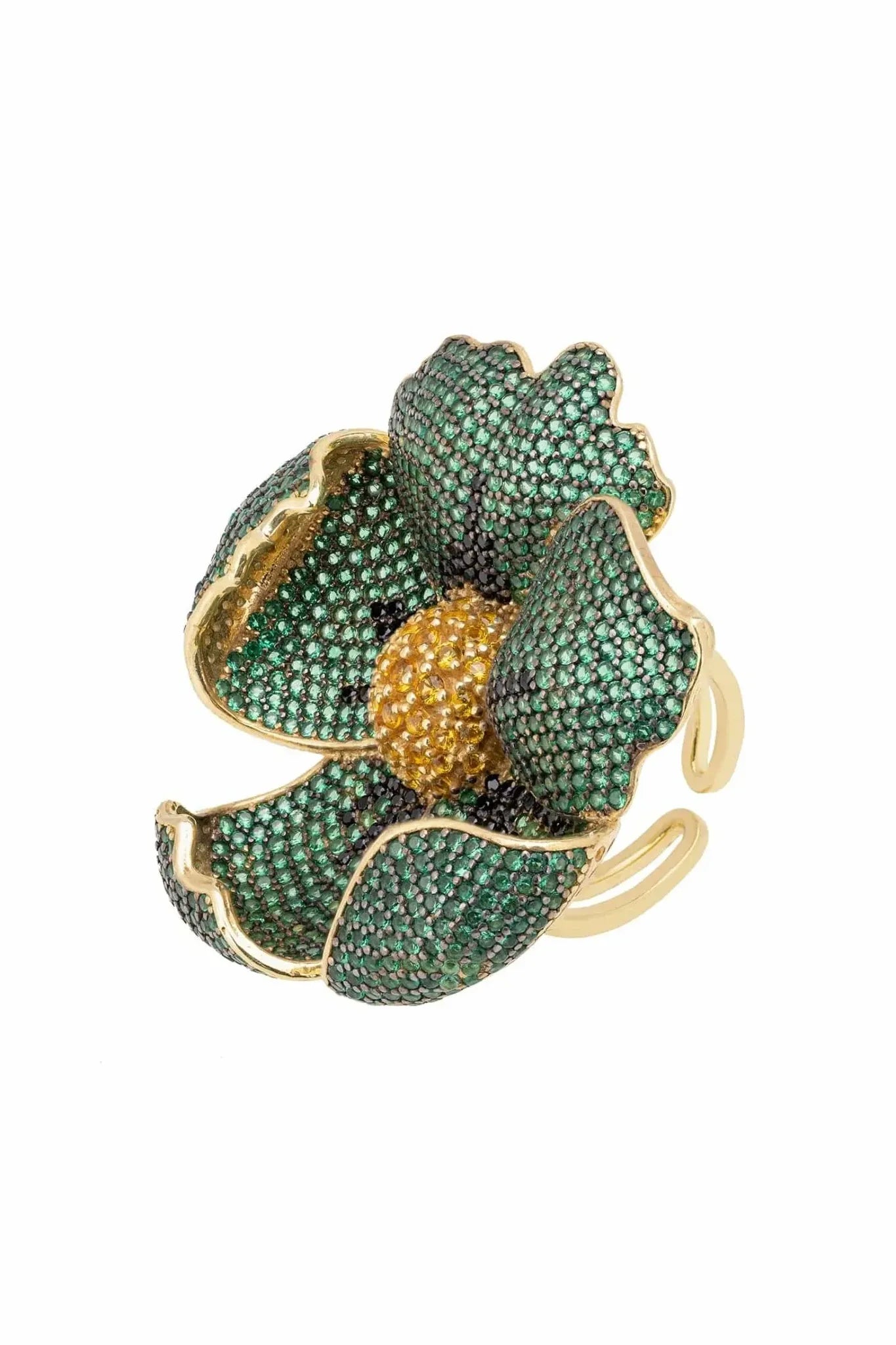 Poppy Flower Green Ring Gold - LATELITA Rings