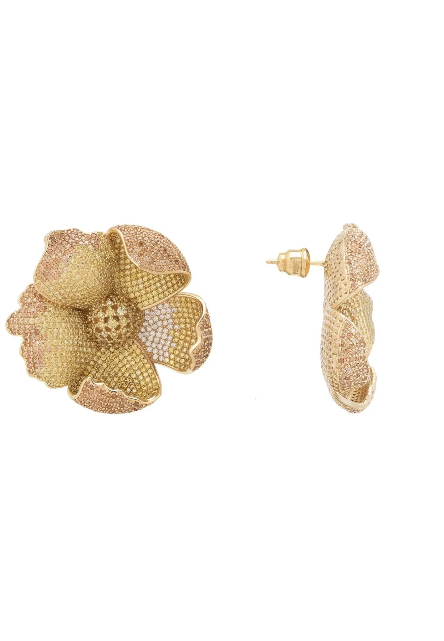 Poppy Flower Lemon Earrings Gold - LATELITA Earrings